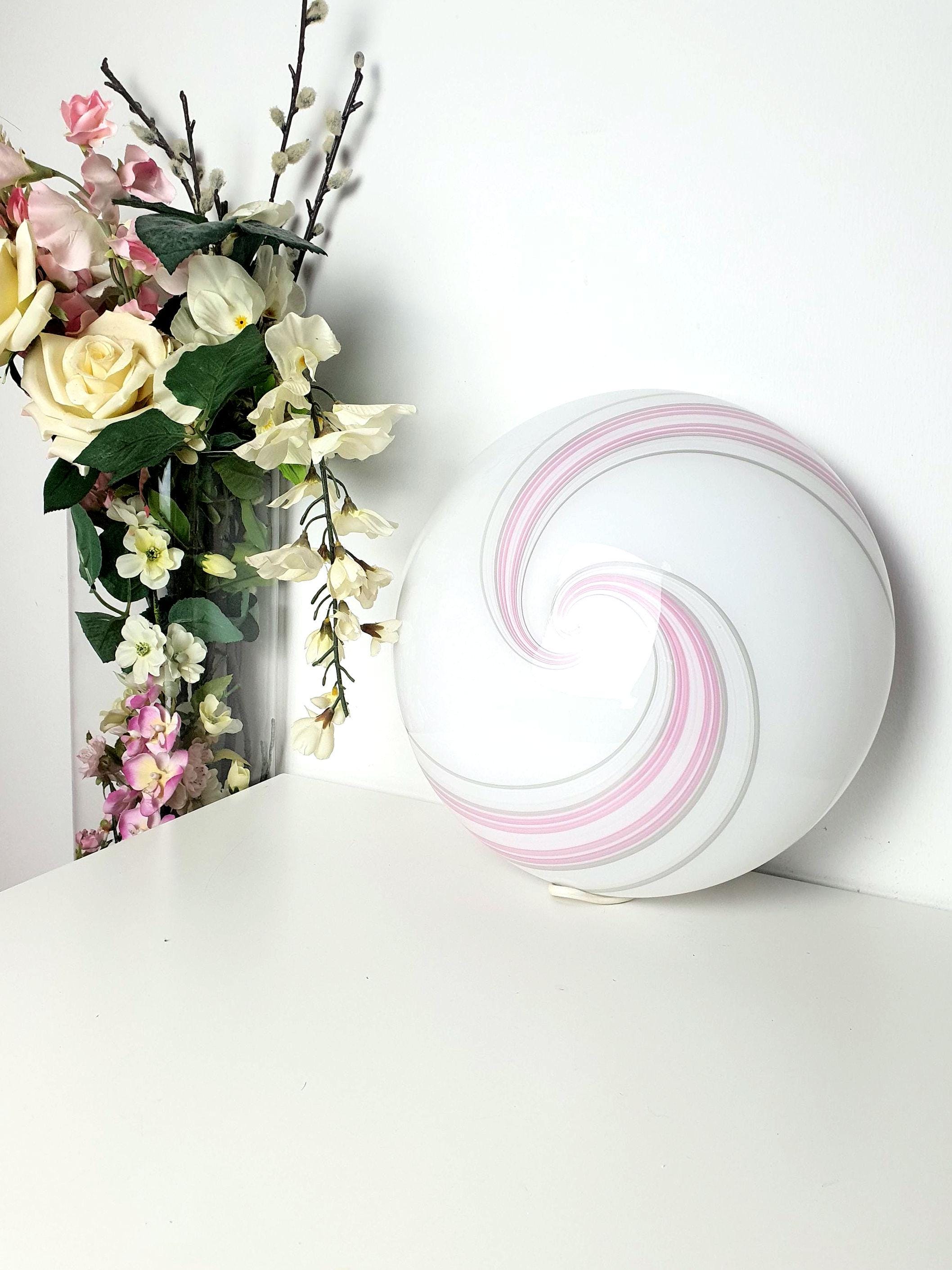 Vintage Murano glass white pink grey swirl flush mount or sconce