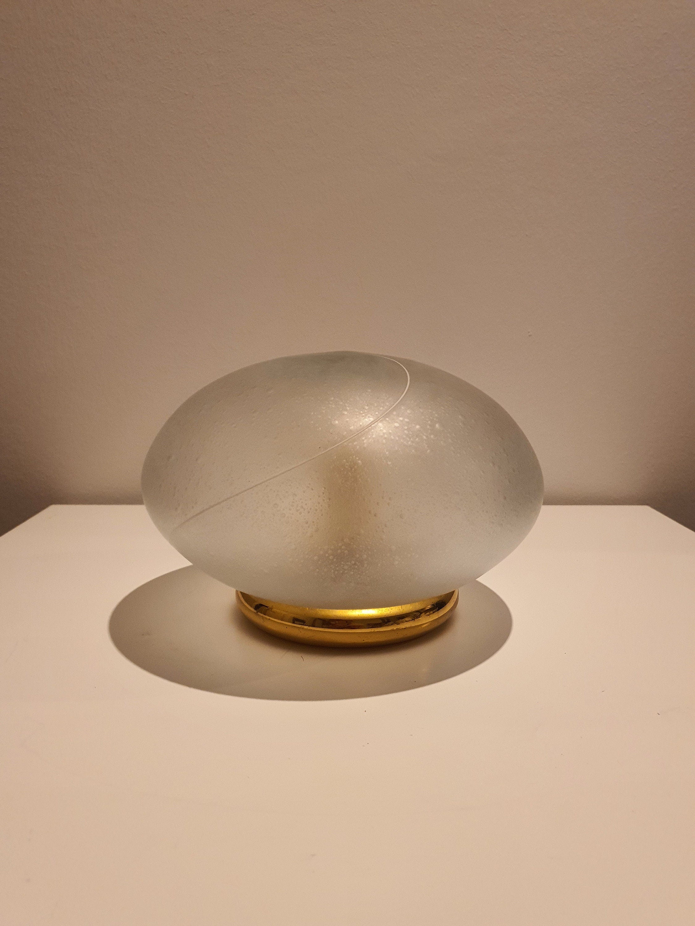 Swirl Murano Glass Globe Table Lamp: MCM Italian Vintage Bedside Light