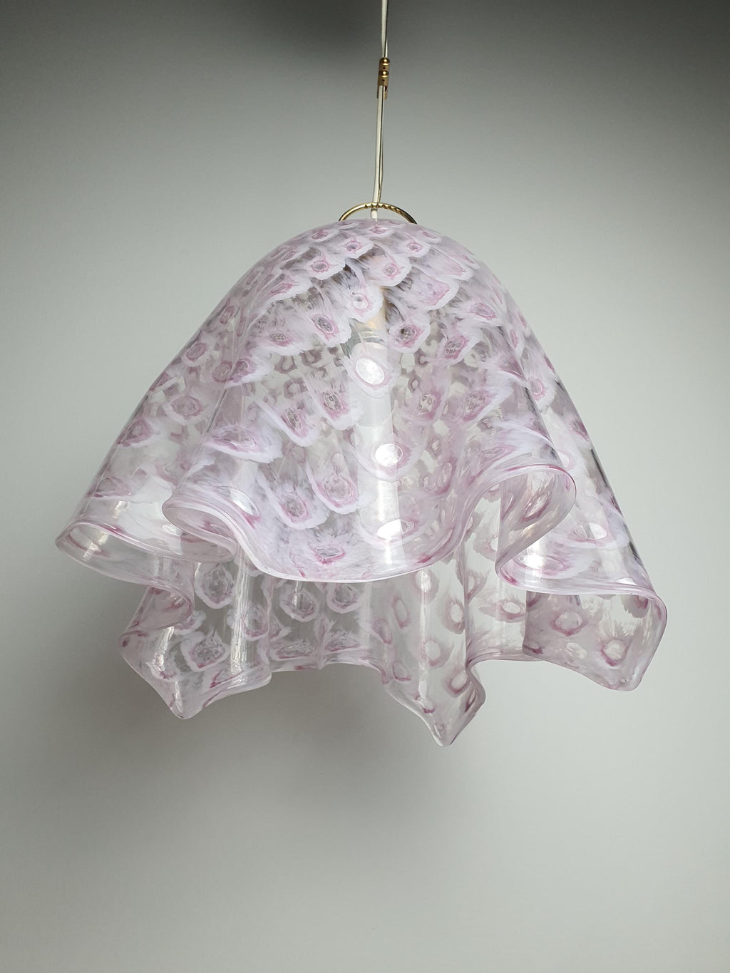 La Murrina Pink Bubbled Murano Glass Pendant Light | Vintage Fazzoletto Hanging Lamp
