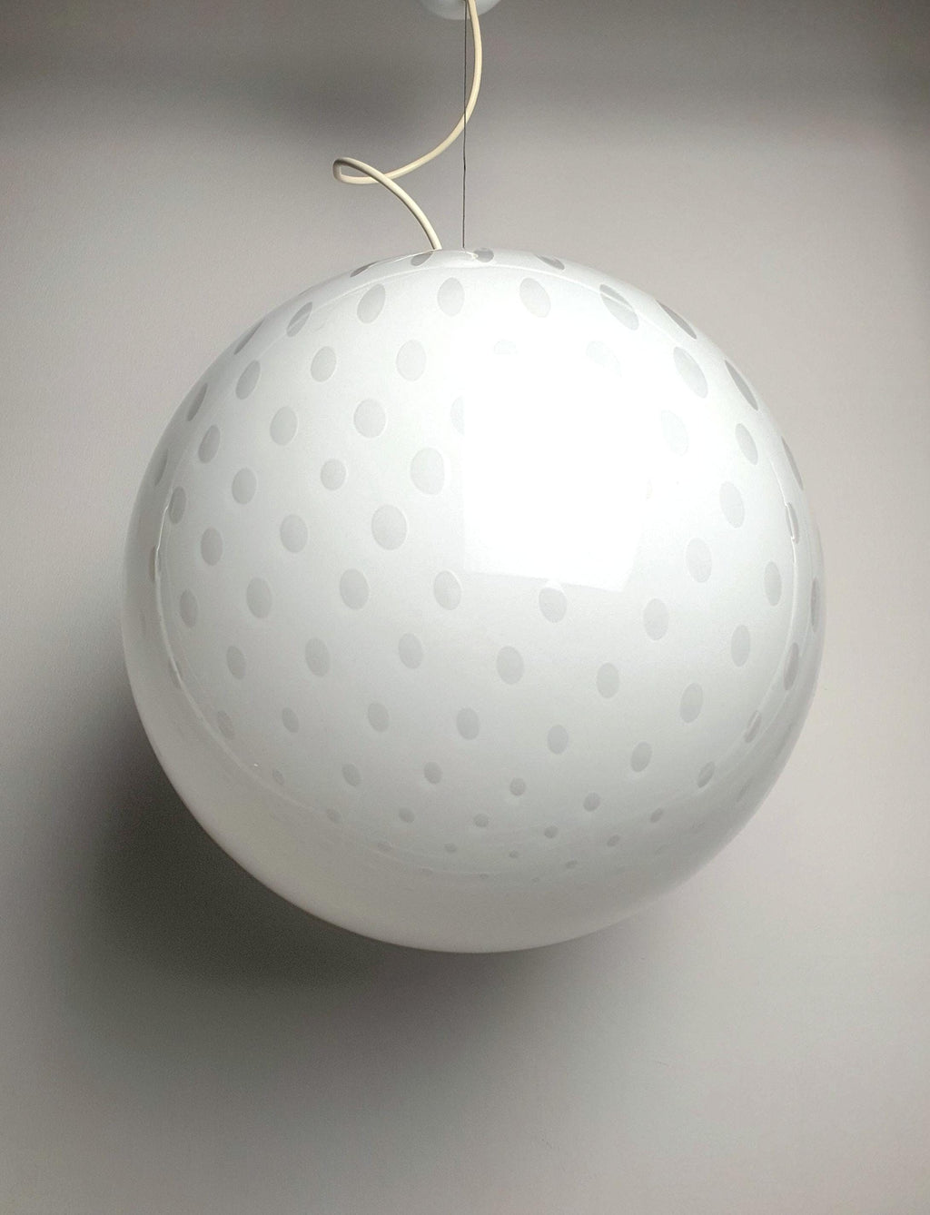 Murano glass white bubbled globe pendant light vintage milk glass Scandinavian style