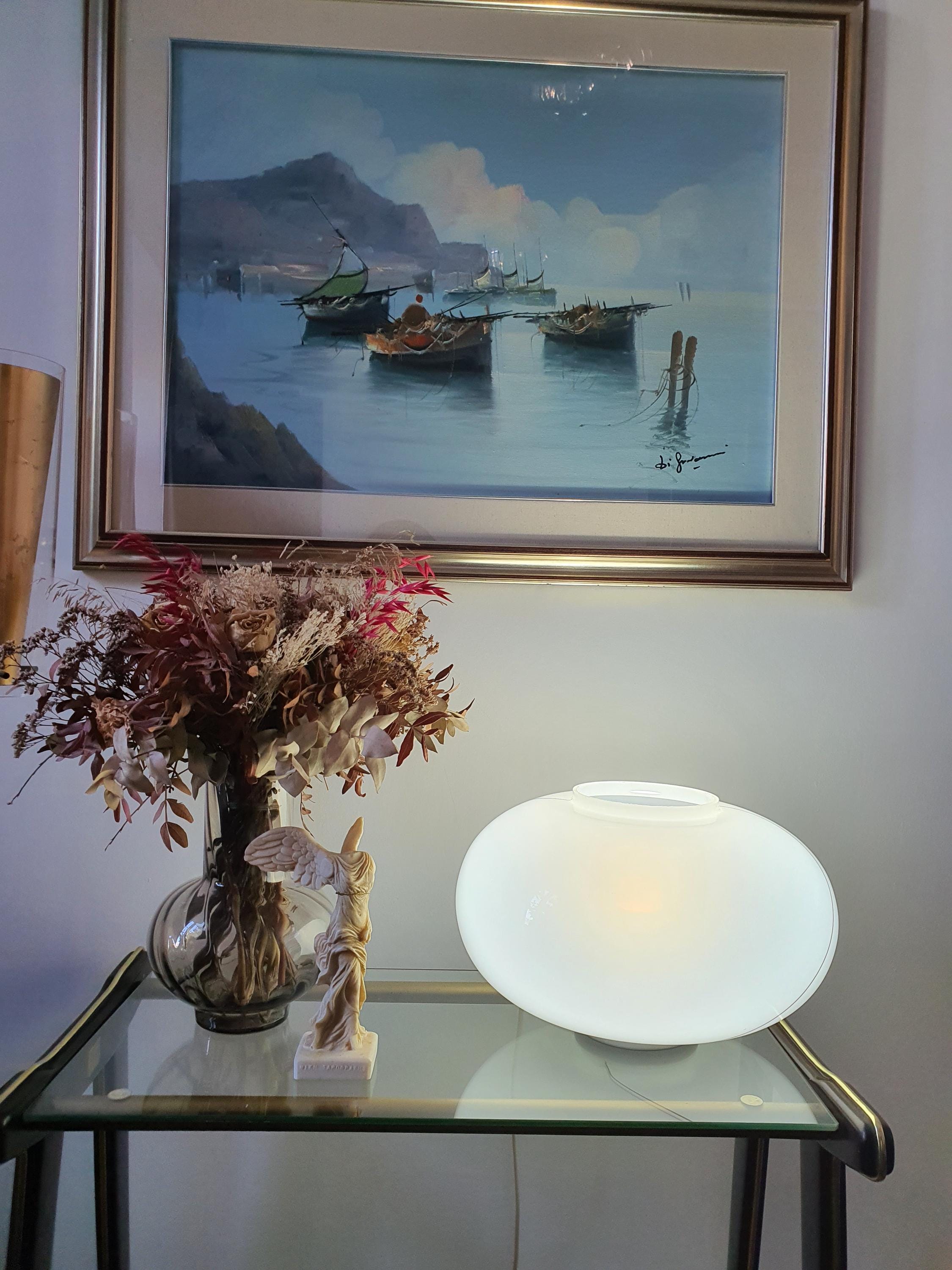 Midcentury Murano Glass Desk Lamp: Italian MCM Bedside Light