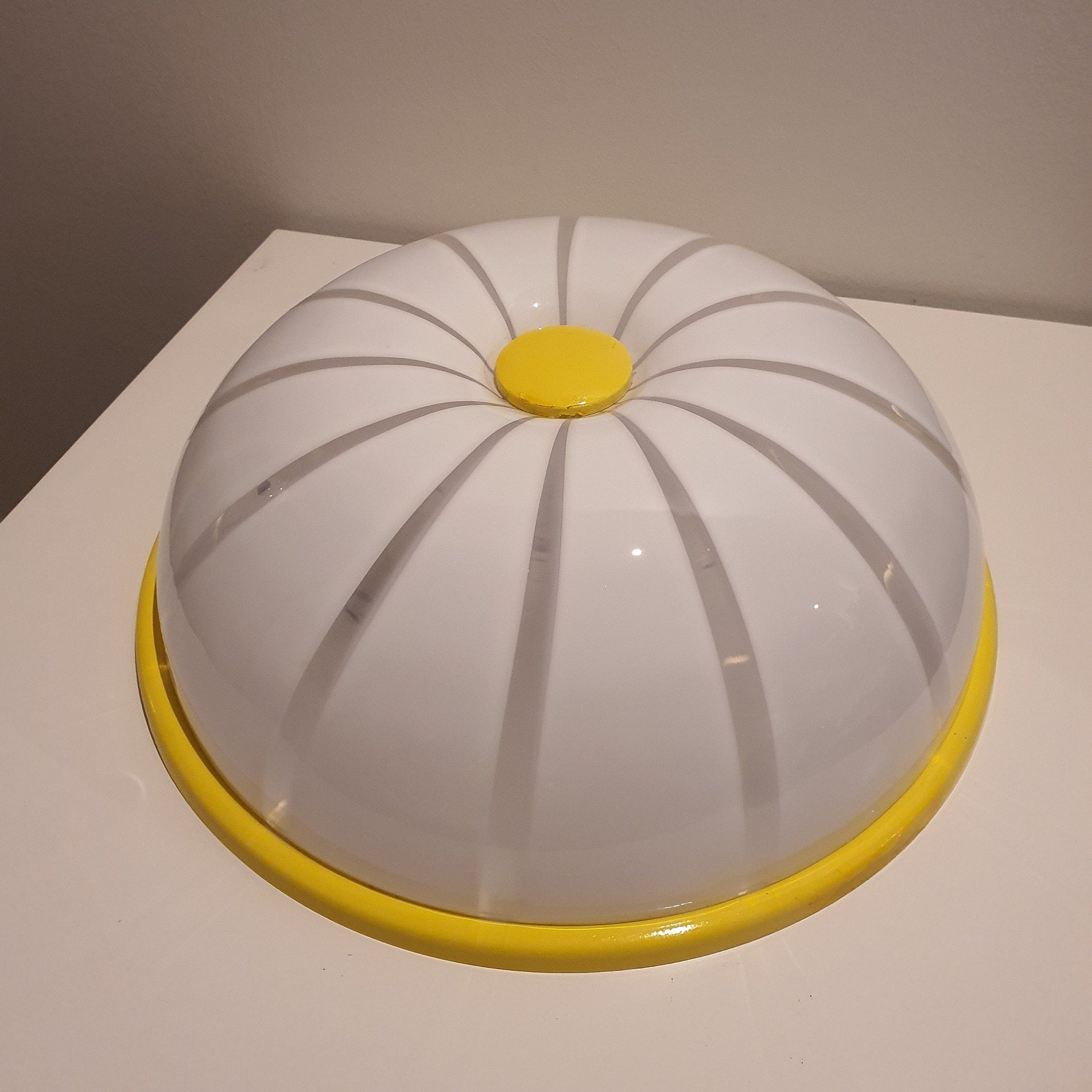 Murano Glass Chamomile Ceiling Lamp: 1980s Italian Floral Light
