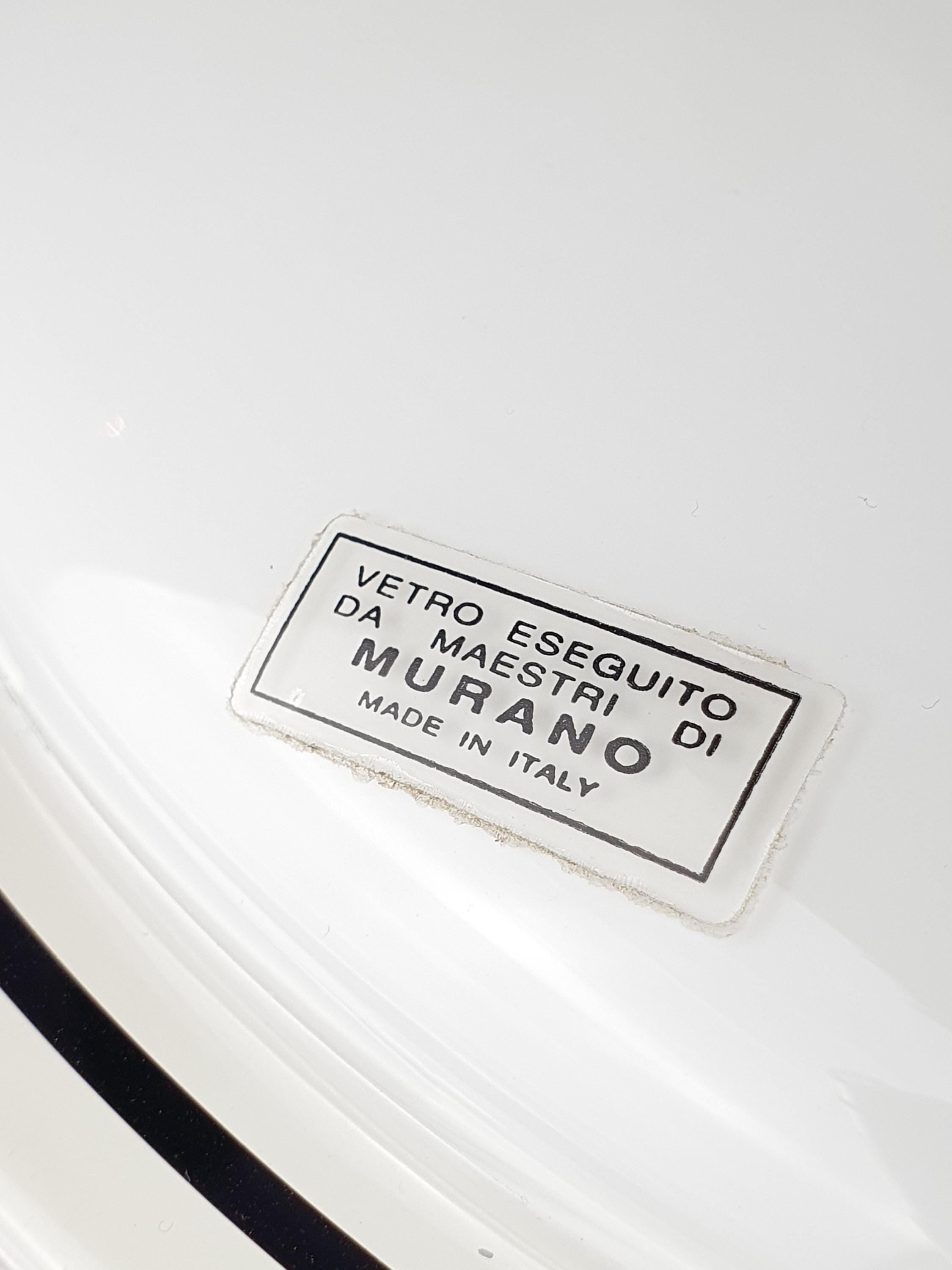 Pair of Vintage Murano Glass Flush Mount Lights | Italian Ceiling or Wall Lamps | Mid-Century Modern Lighting