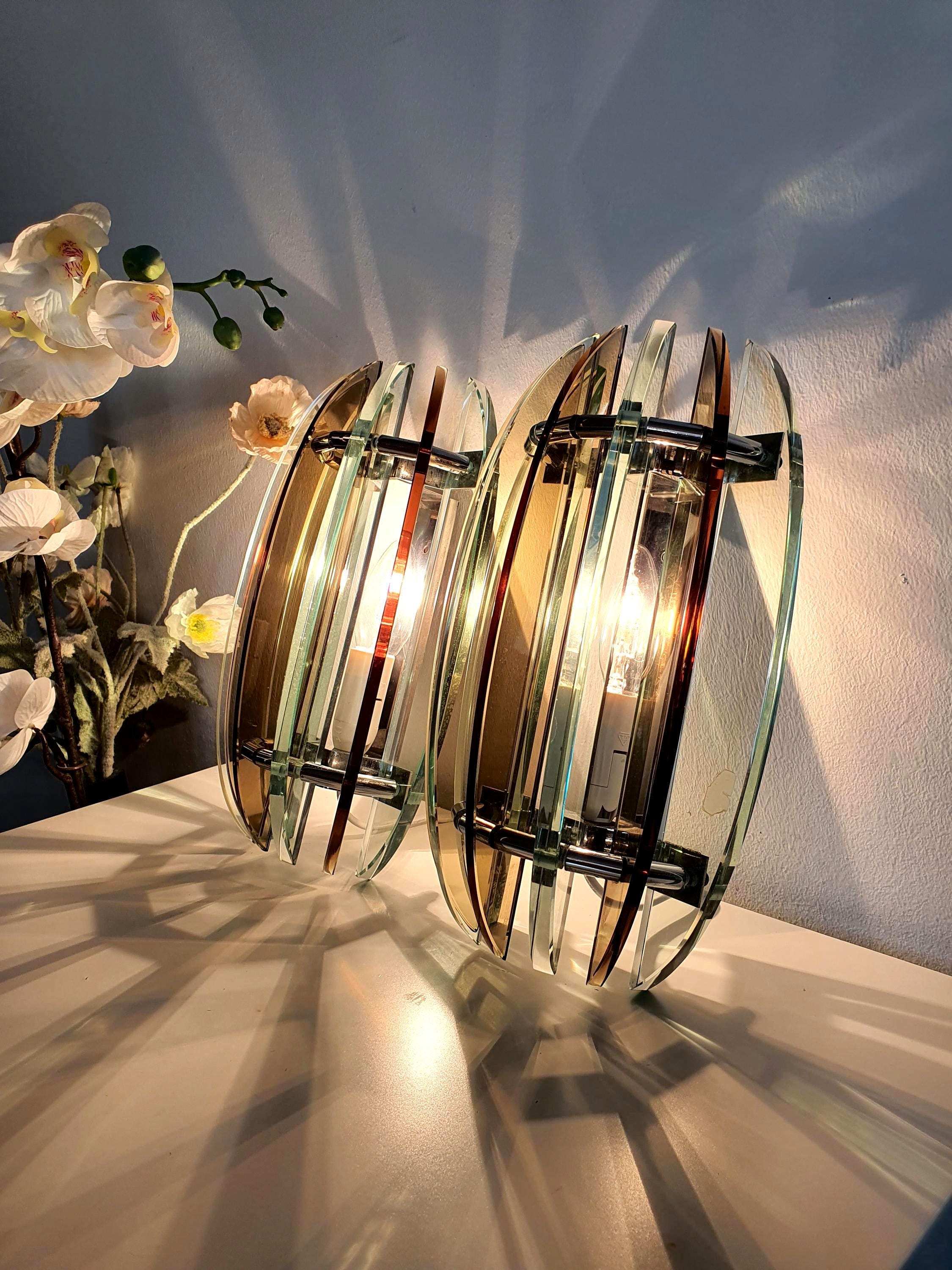Veca UFO Glass Wall Sconces: Mid-Century Modern Italian Lighting