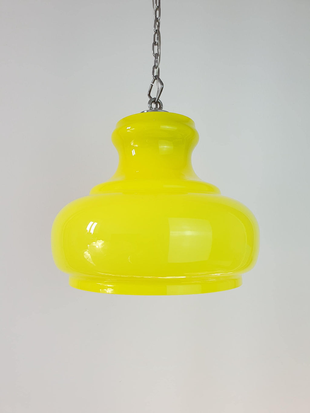Vintage Italian Midcentury Yellow Kitchen Pendant Light Handcrafted Glass