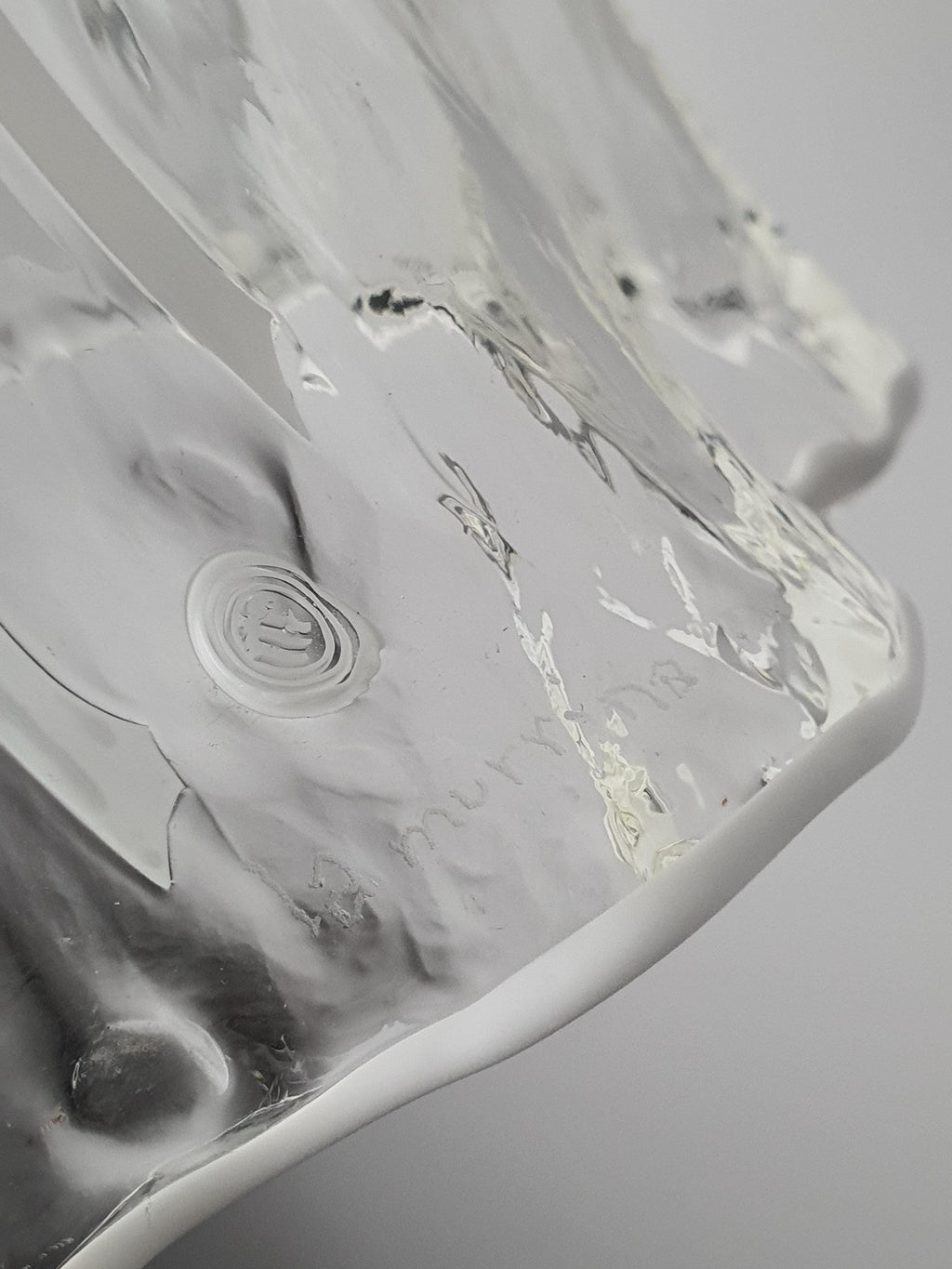 La Murrina signature on a vintage Murano glass pendant shade

