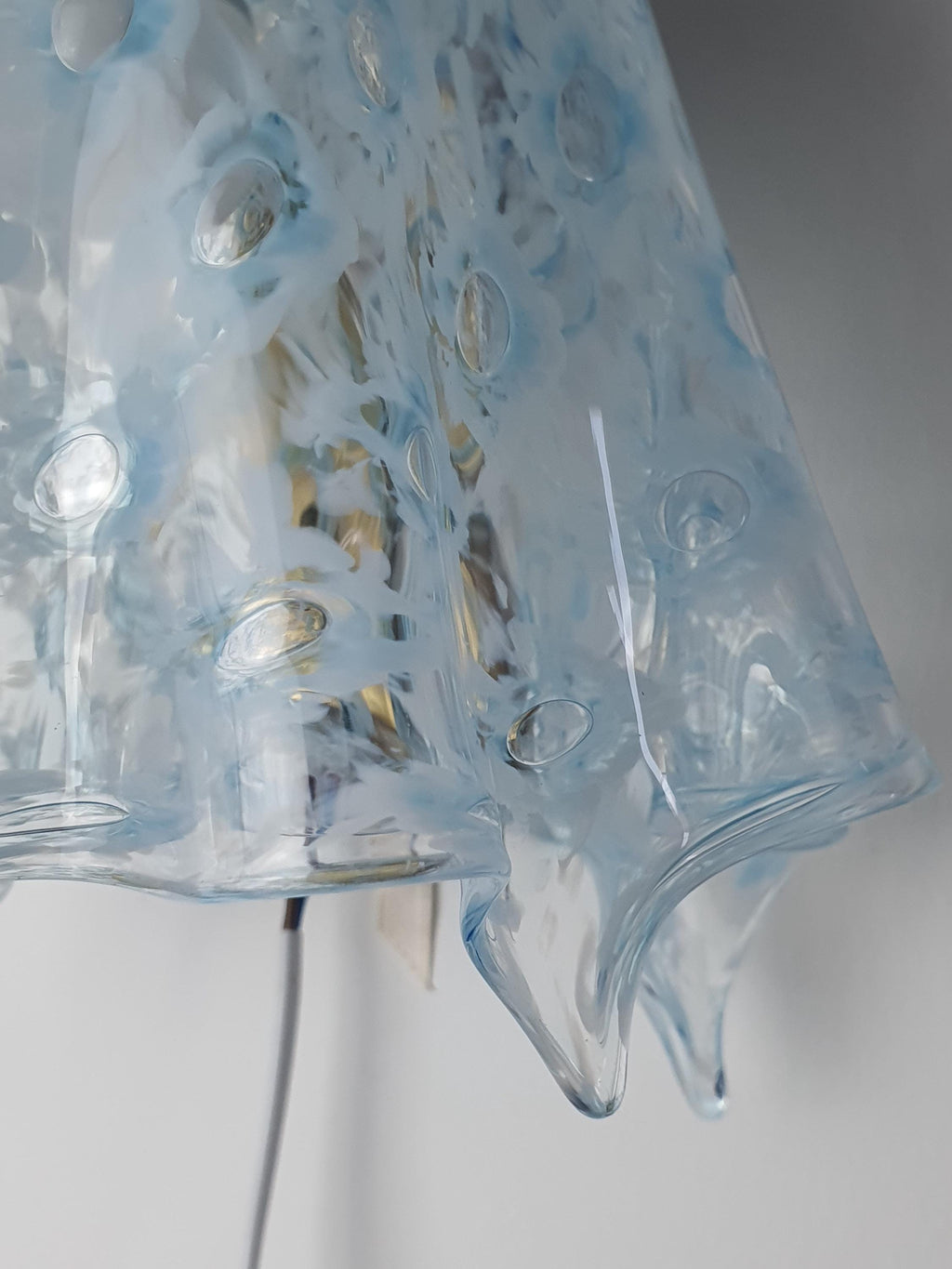 La Murrina Murano Glass Blue Flowing Wall Sconce | Vintage Art Deco Italian Lighting