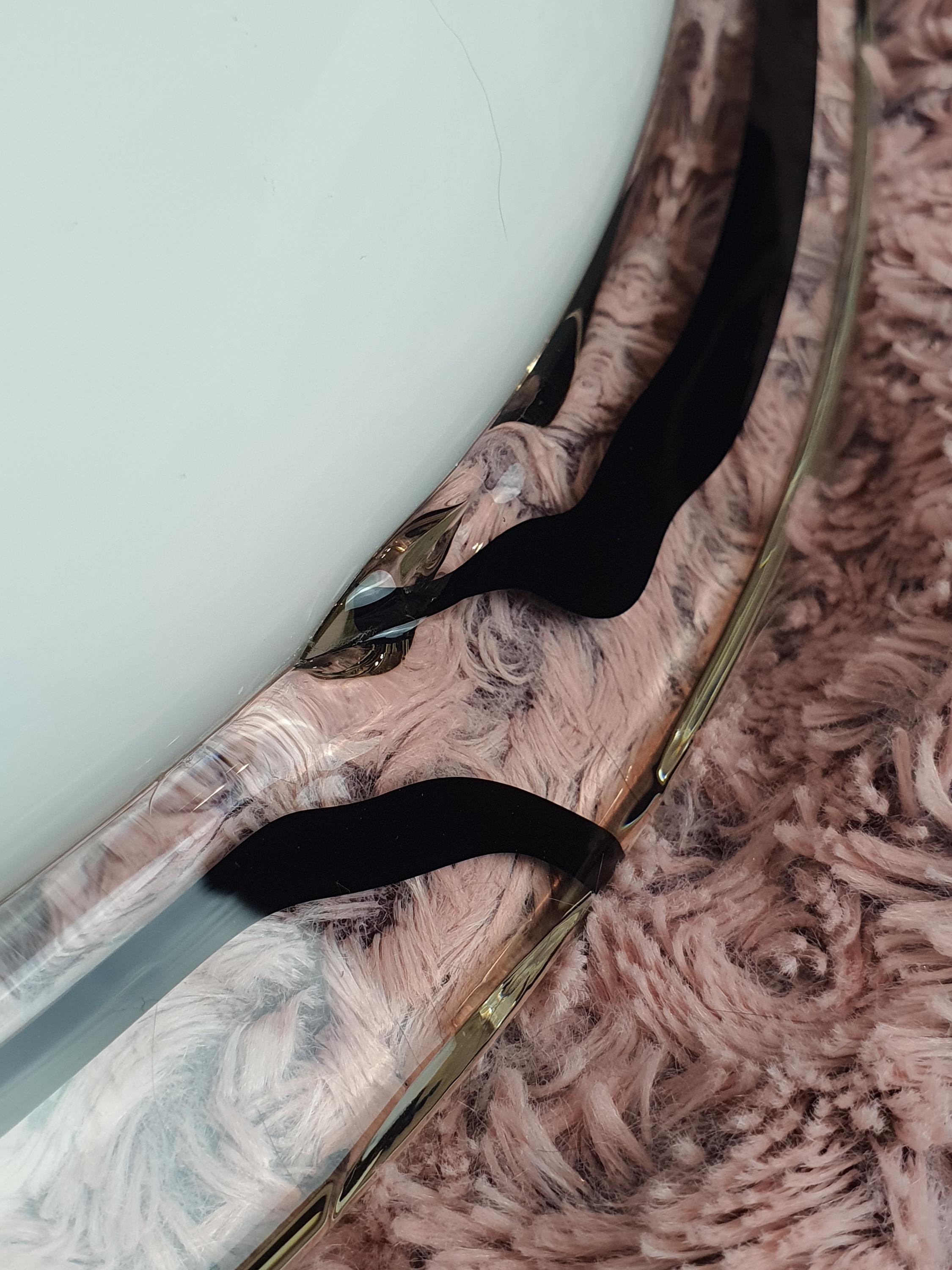 Большой муранский плафон | Винтажный итальянский потолочный светильник белого цвета с чёрным акцентом