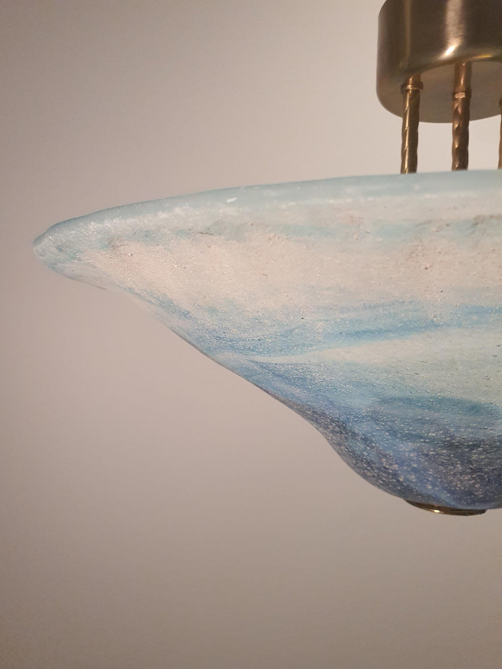 La Murrina Murano Glass Flush Mount Light: Space Blue Bowl with Golden Base