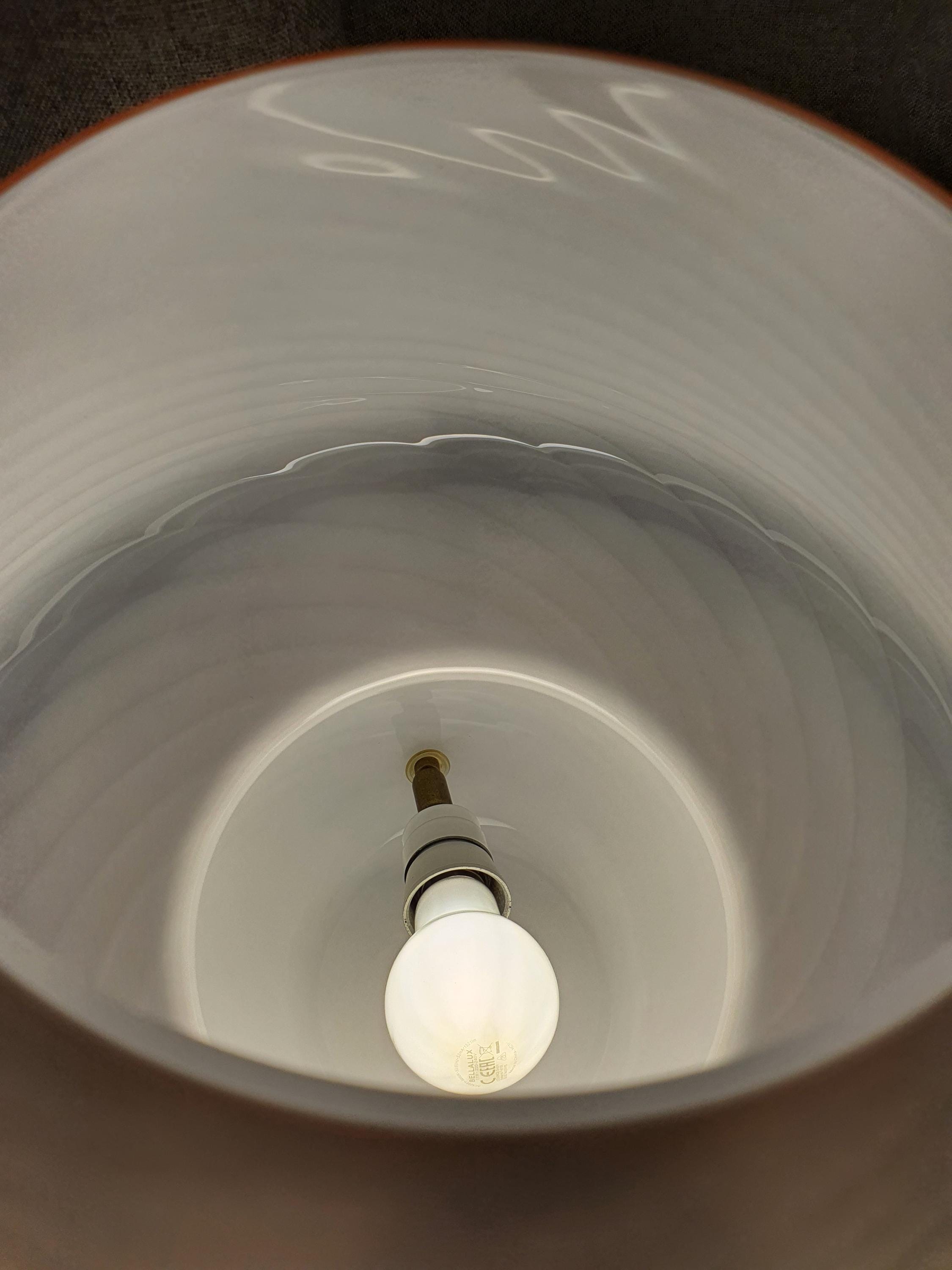 Large Murano Glass Mushroom Lamp Pink Swirl Vintage Bedside Light