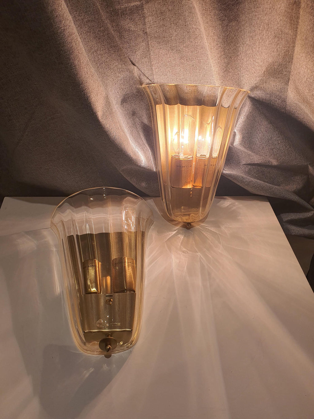 La Murrina Floral Wall Sconces: Murano Glass with Golden Base (Pair)