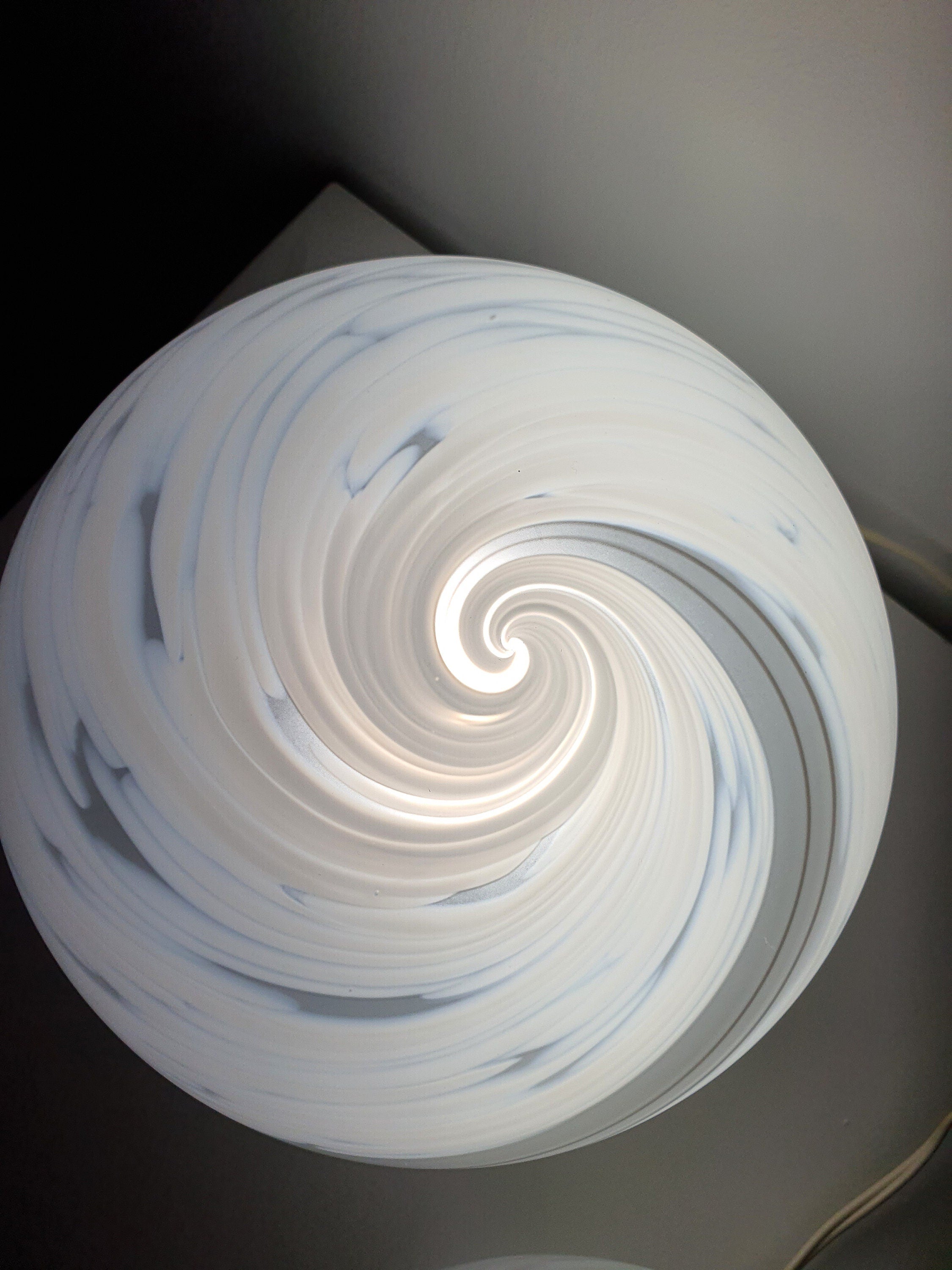Murano Glass Globe Table Lamps: MCM Italian Swirl Bedside Lamps