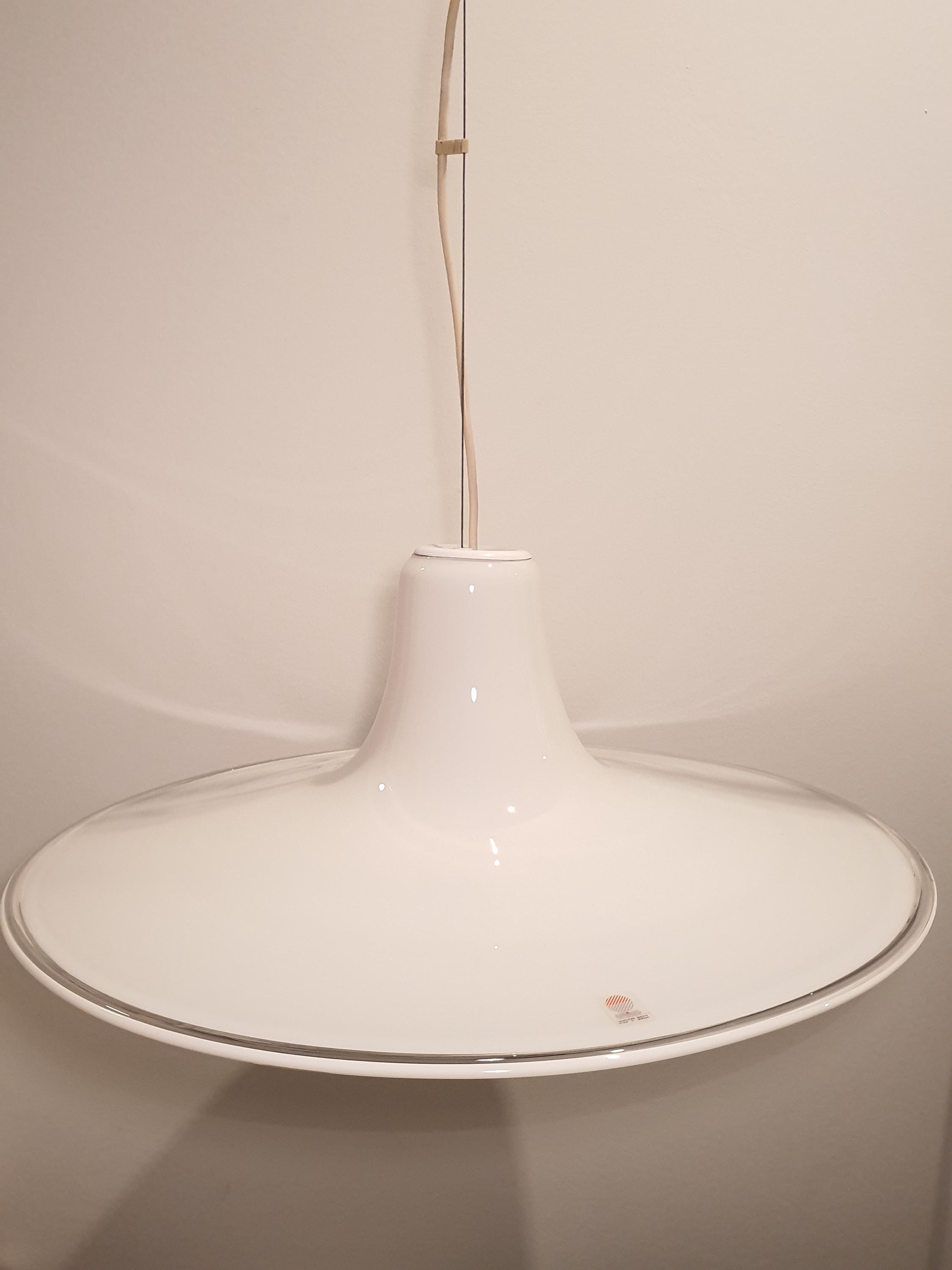 Vintage Murano Glass Pendant Light: Mid-Century Modern UFO Lamp