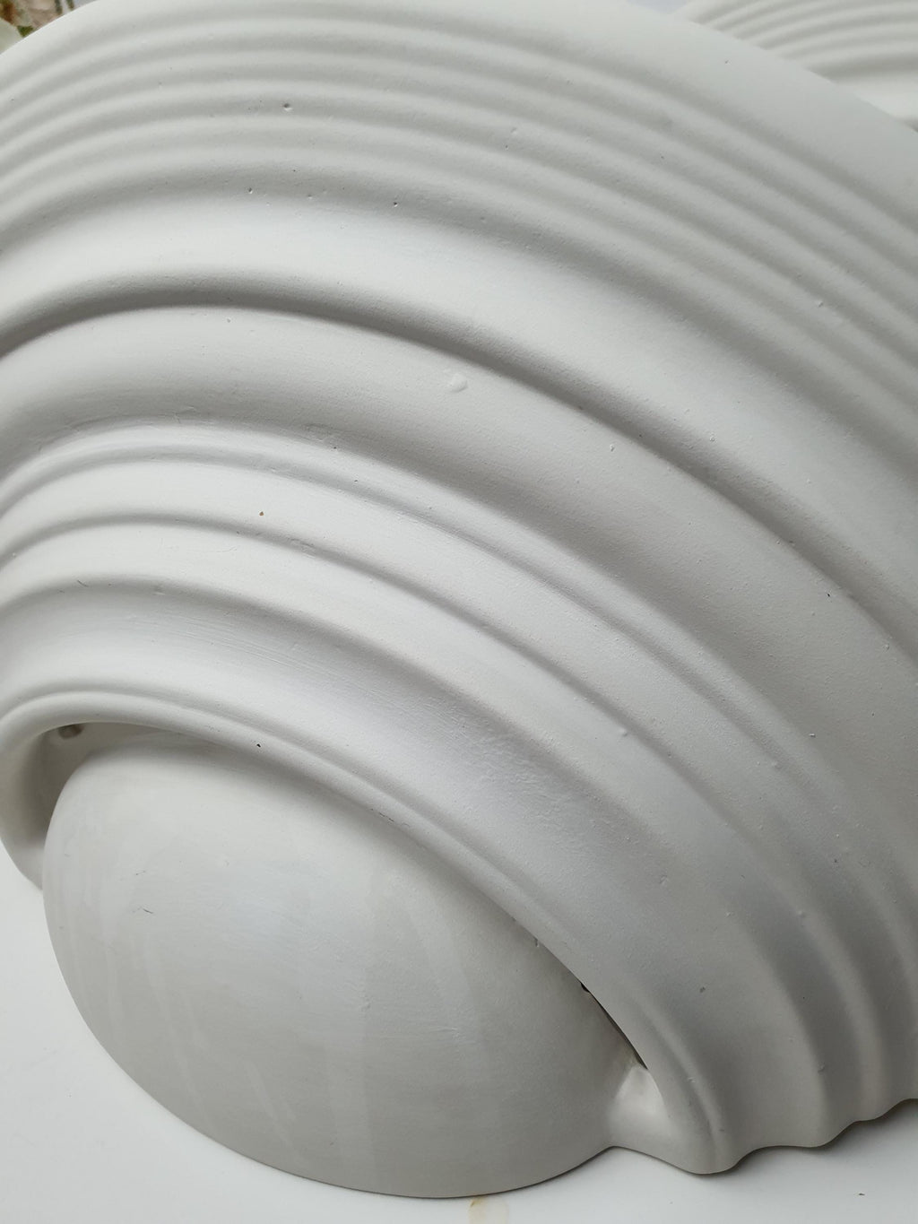 Vintage French Plaster Shell Sconces: Art Deco Minimalist Wall Lights