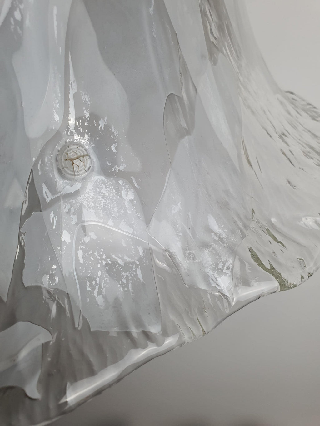 La Murrina Murano Glass Bell Pendant Light – Vintage Floral Design, White & Clear Handblown Glass