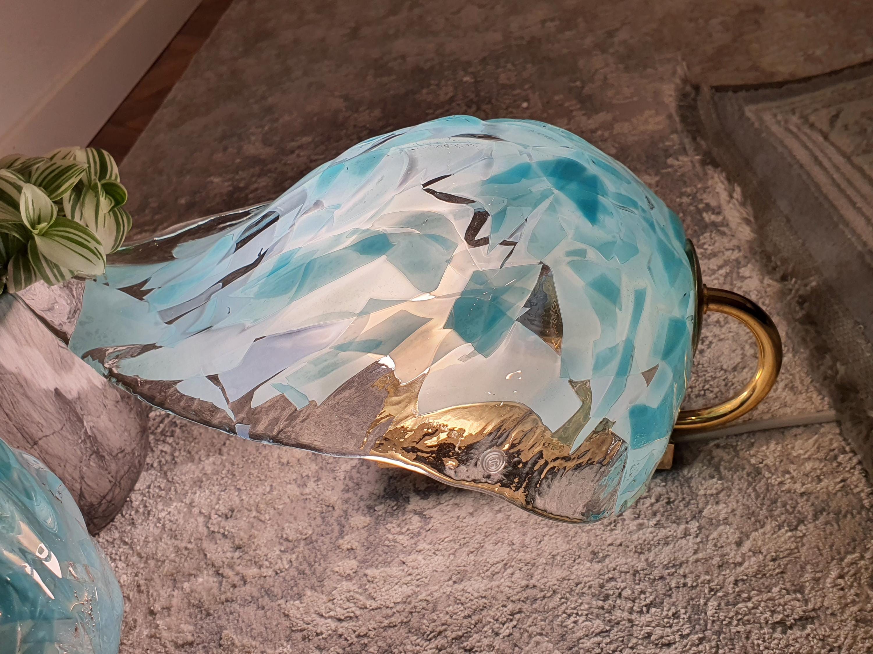 Pair of vintage La Murrina floral organic shape Tiffany color wall sconces | golden base Murano glass light handcrafted lighting art nouveau