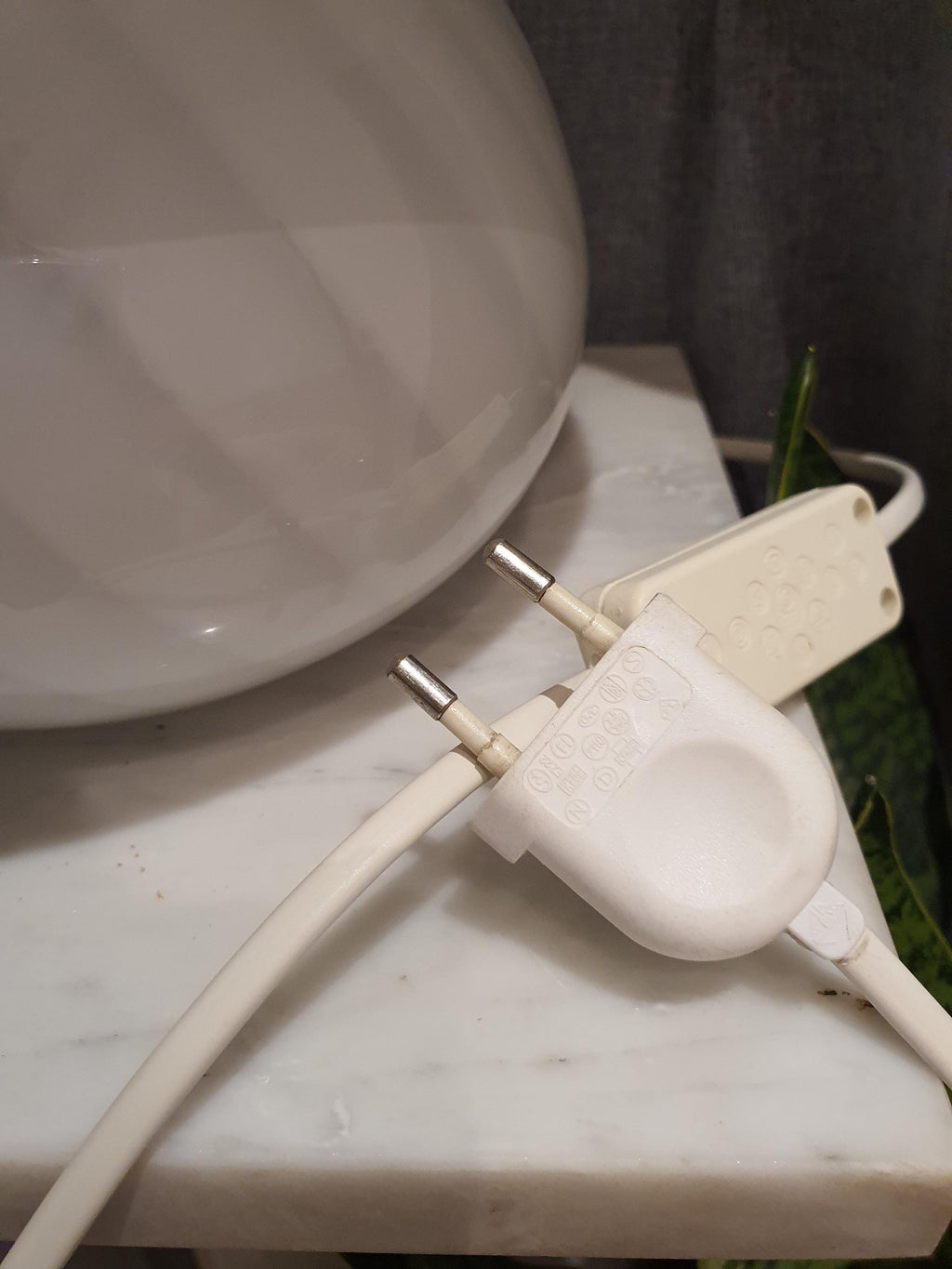 Vintage Murano Glass Mushroom Lamp: White Swirl, MCM Bedside Light