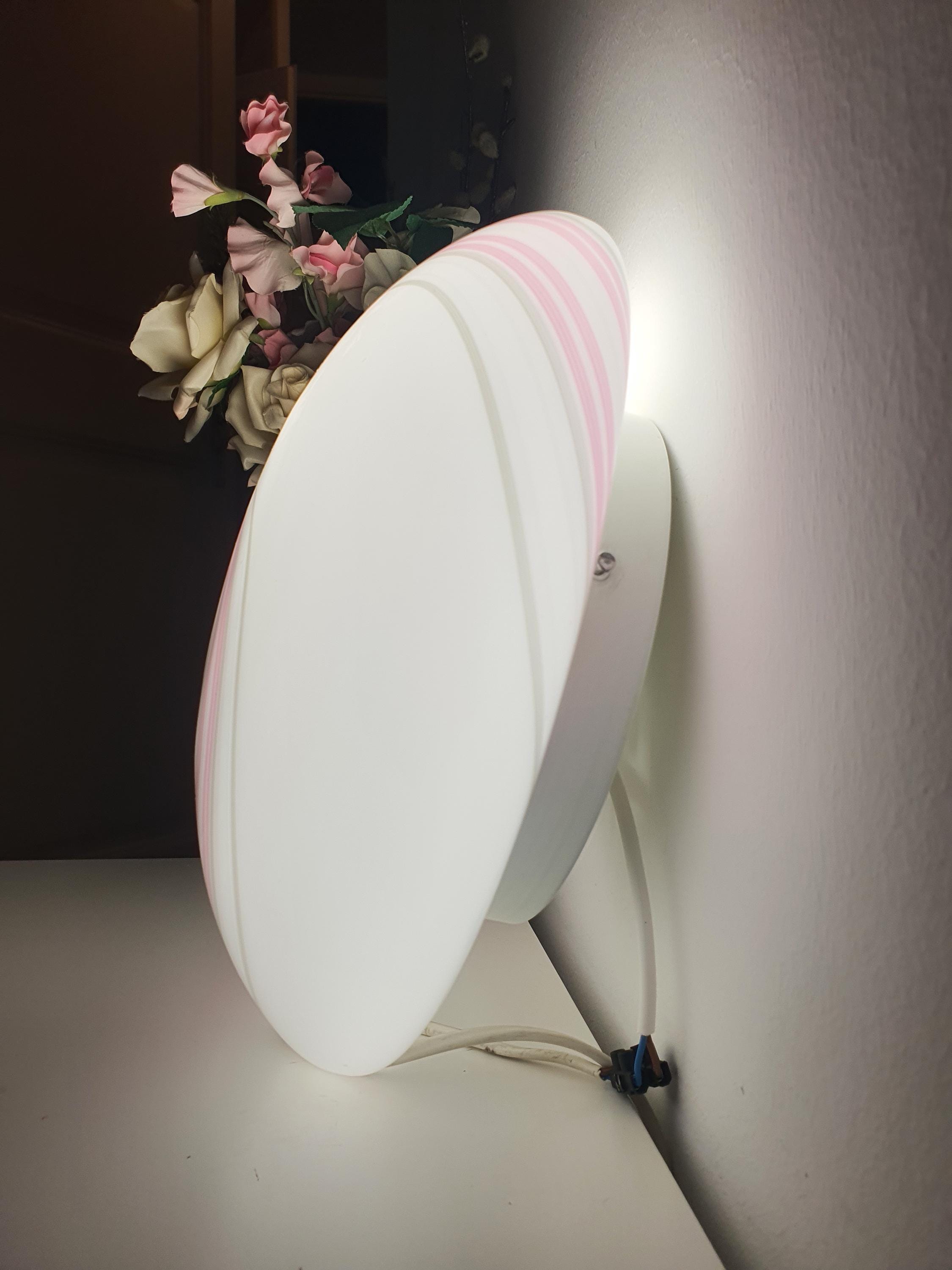 Vintage Murano glass white pink grey swirl flush mount or sconce