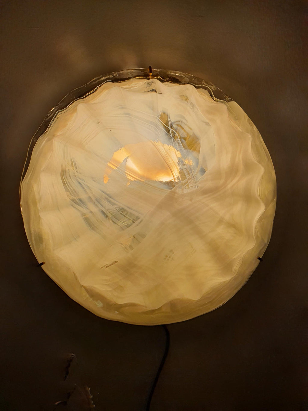 La Murrina Murano Glass White Shell Flush Mount or Wall Sconce Gold Base