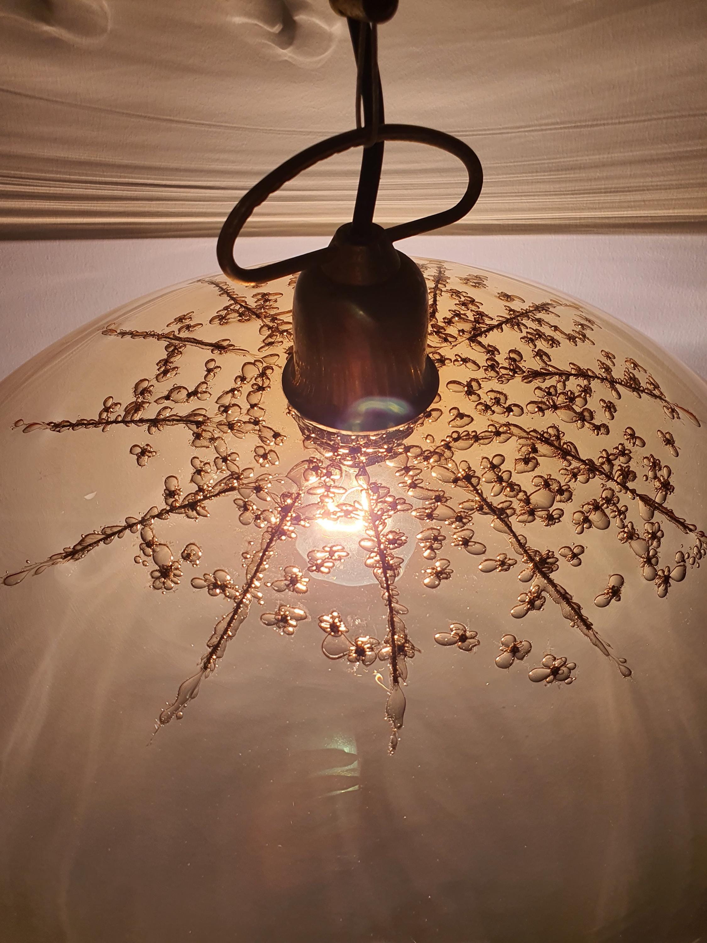La Murrina Murano Glass Pendant Light: Caramel Bubble Dome, Art Nouveau