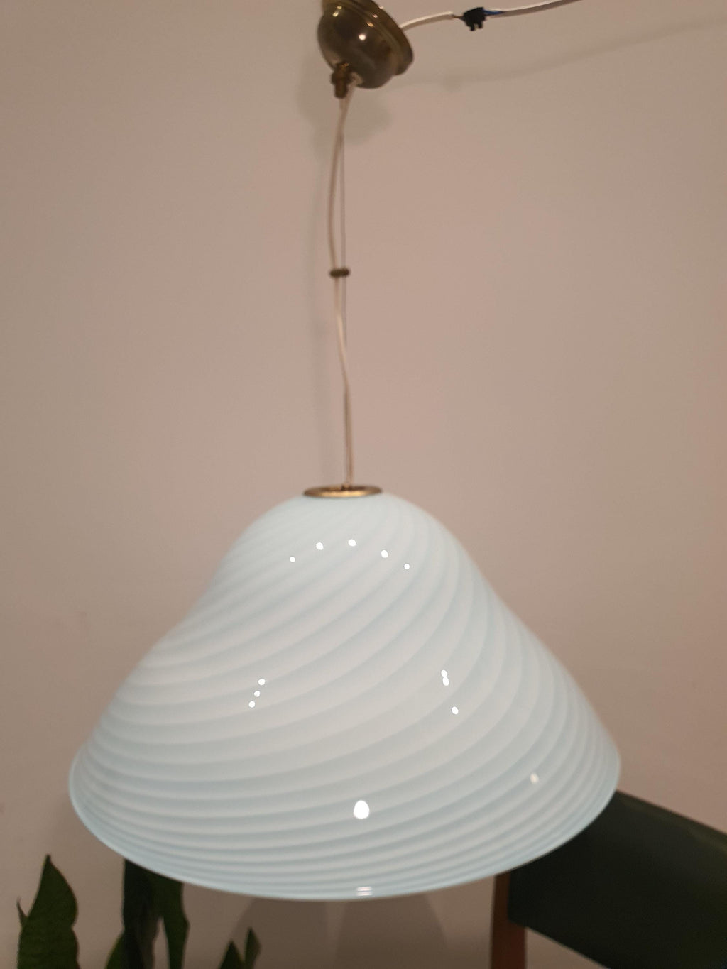 Suspension en Verre de Murano Couleur Tiffany – Lumière de Crèche Italienne Mid-Century