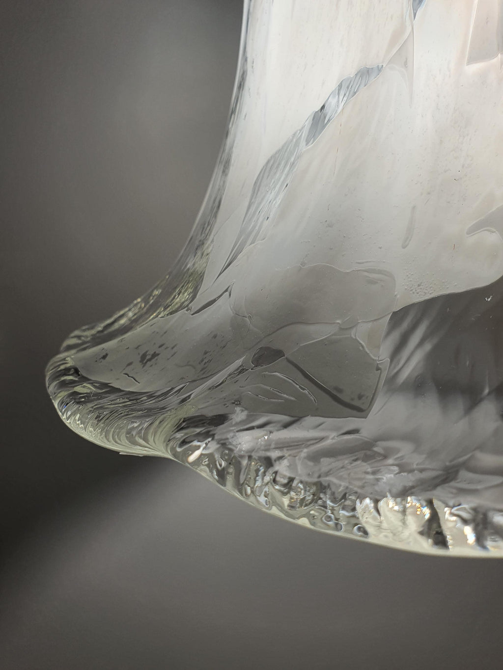 La Murrina Murano Glass Bell Pendant Light – Vintage Floral Design, White & Clear Handblown Glass