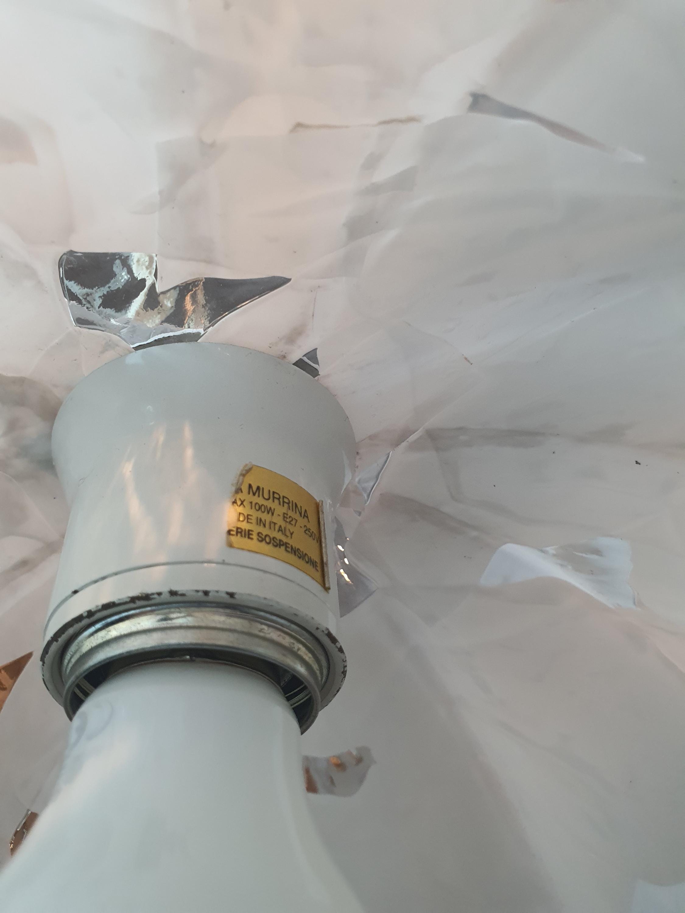 Vintage La Murrina White Tulip Pendant Light | Murano Glass Hat Design | Italian Mid-Century Lighting