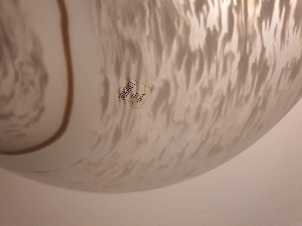 Murano Glass Pendant Light: Retro White Swirl Globe, Mid-Century Scandinavian Lamp