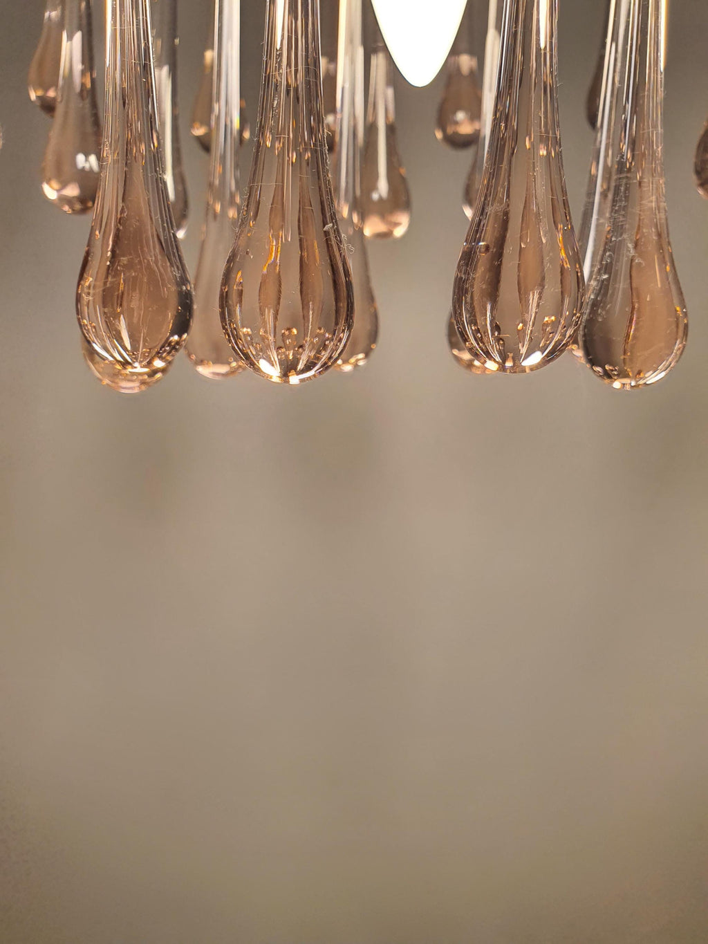 Vintage Murano Glass Pink Teardrops Chandelier | Chrome Base Hollywood Regency Lighting