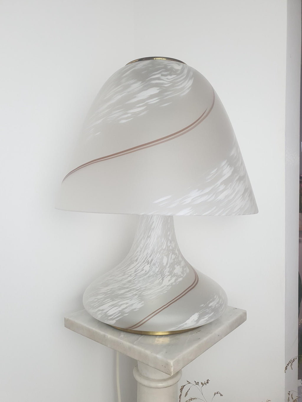 Large Murano Glass Mushroom Lamp: Italian Retro Ambient Light