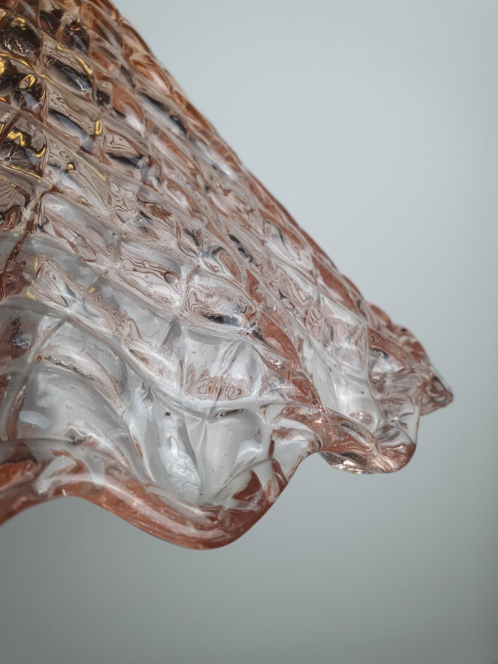 Barovier & Toso Attributed Murano Glass Pink Fazzoletto Pendant Light