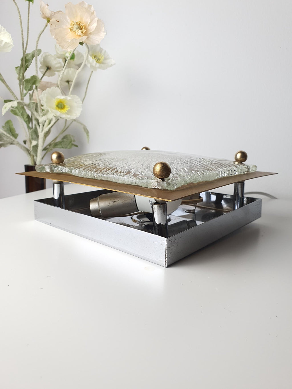 La Murrina Vintage Murano Glass Flush Mount – Handblown Organic Square Ceiling Light