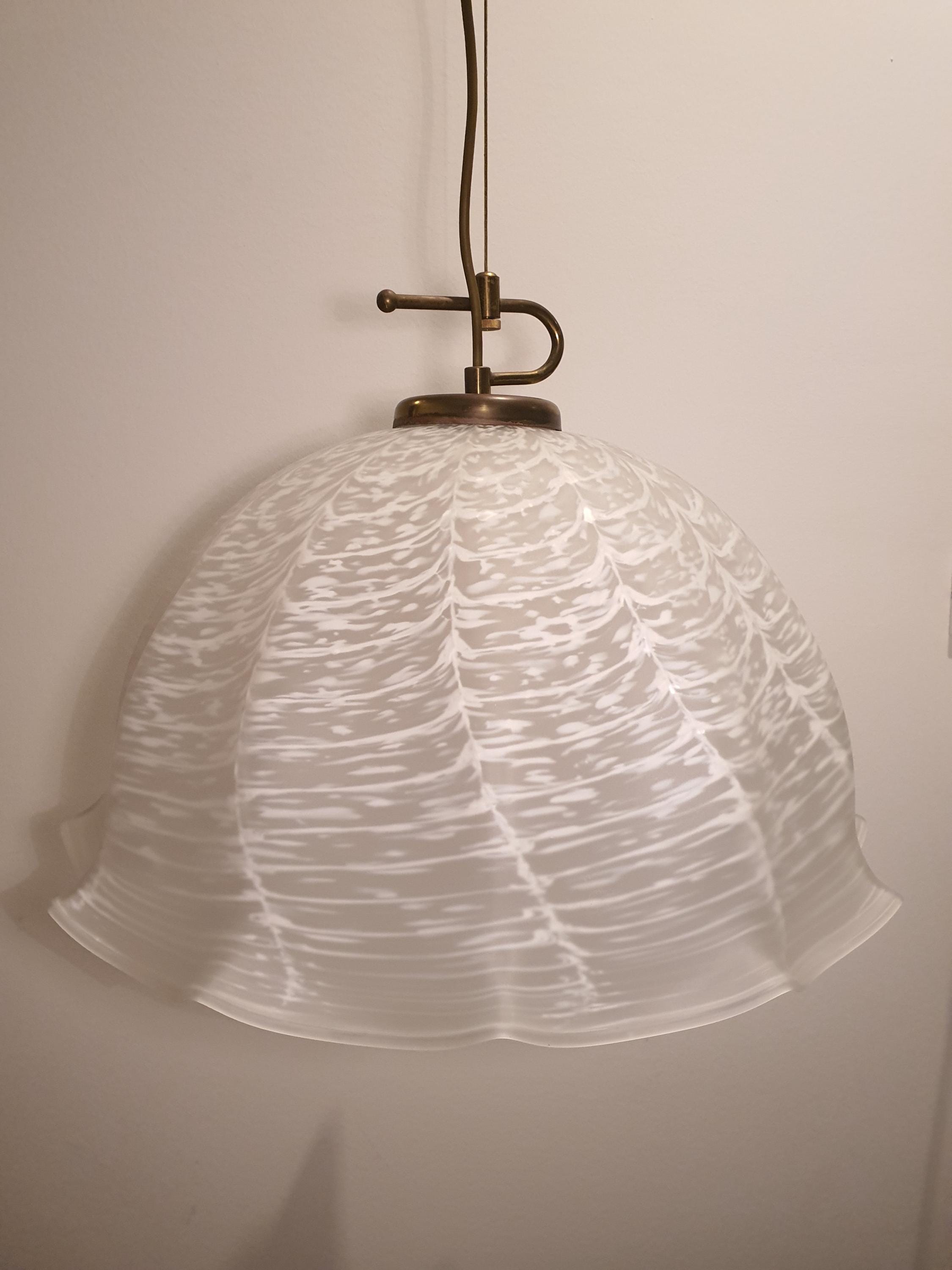 Murano Glass Lily Pendant Light: Italian Vintage Filigree Chandelier