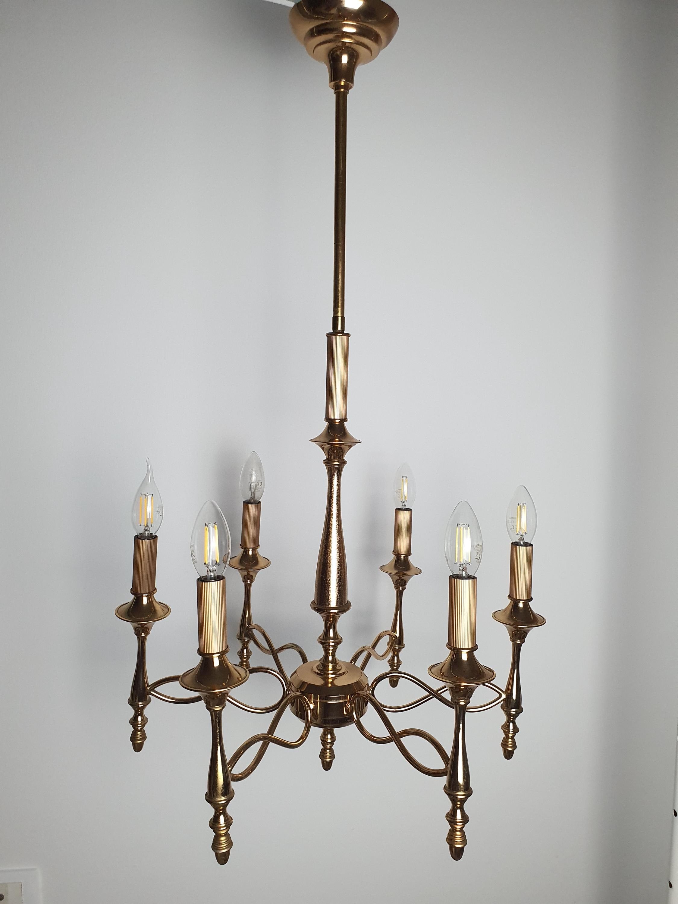 FILC Milano 六臂复古吊灯 金色底座 | 意大利 Mid-Century 奢华照明