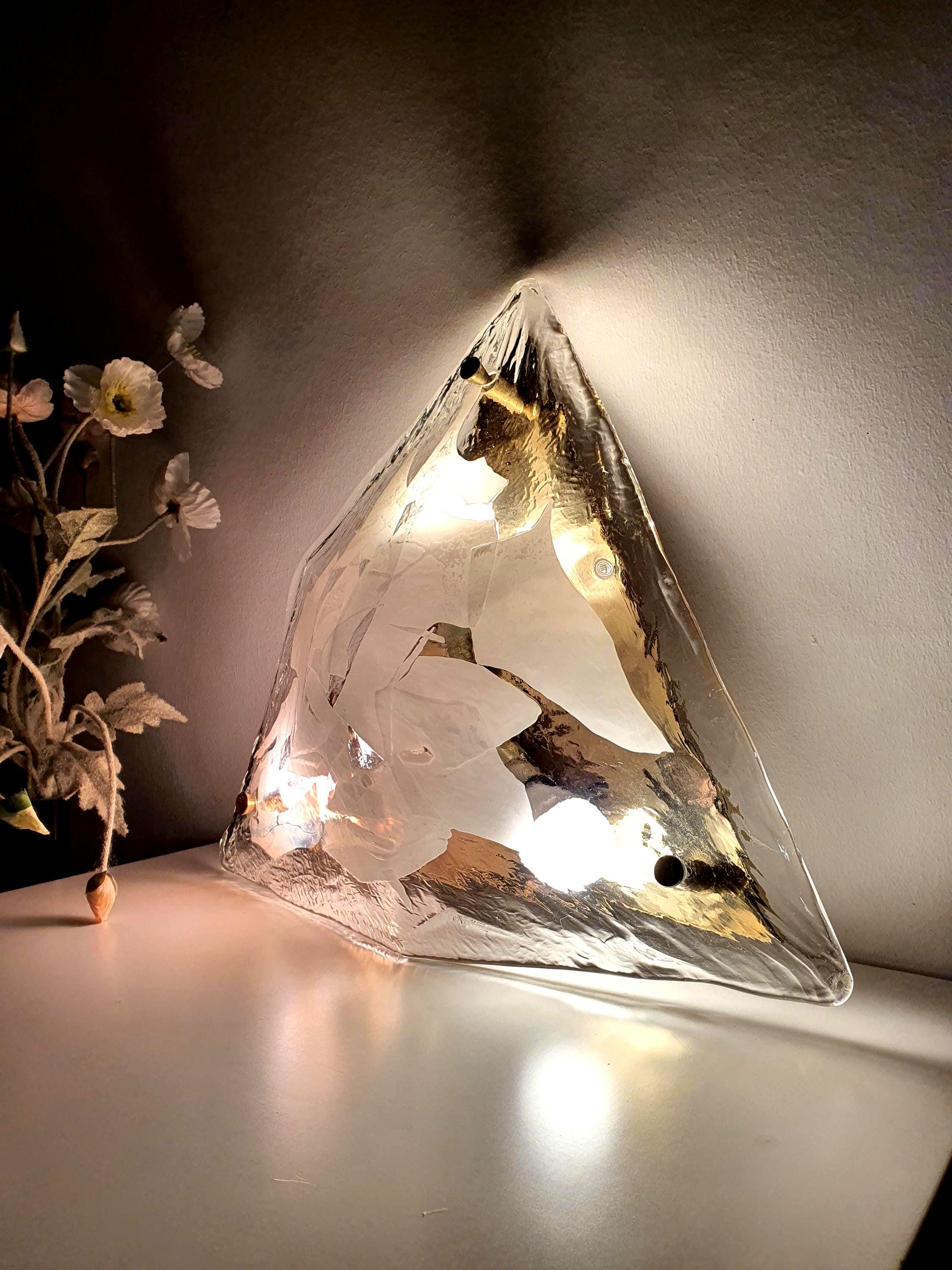 Small La Murrina Murano Glass Flush Mount Light: White, Clear, Golden Base