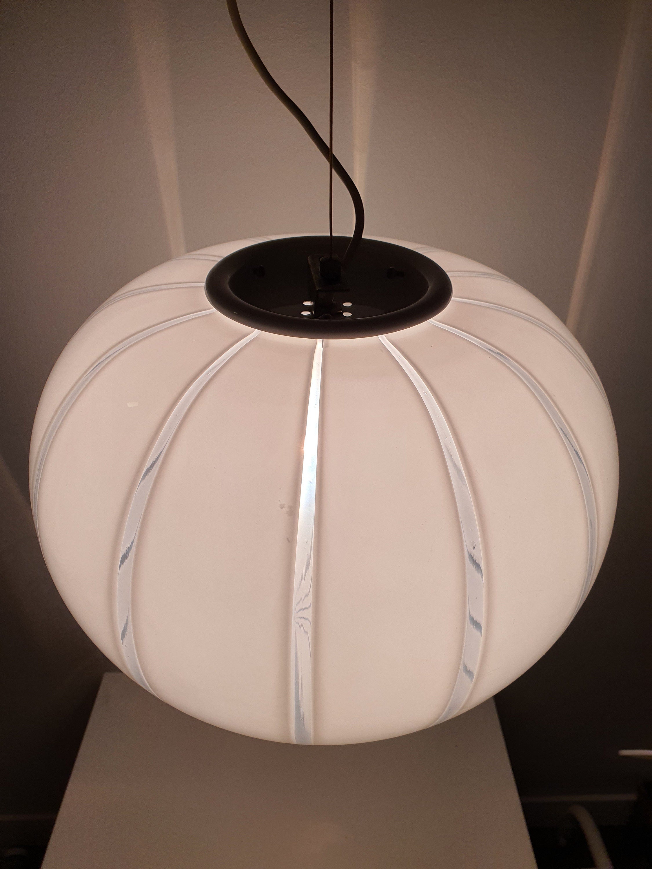 Vintage Murano Glass Swirl Pendant Lamp: Italian MCM Lighting