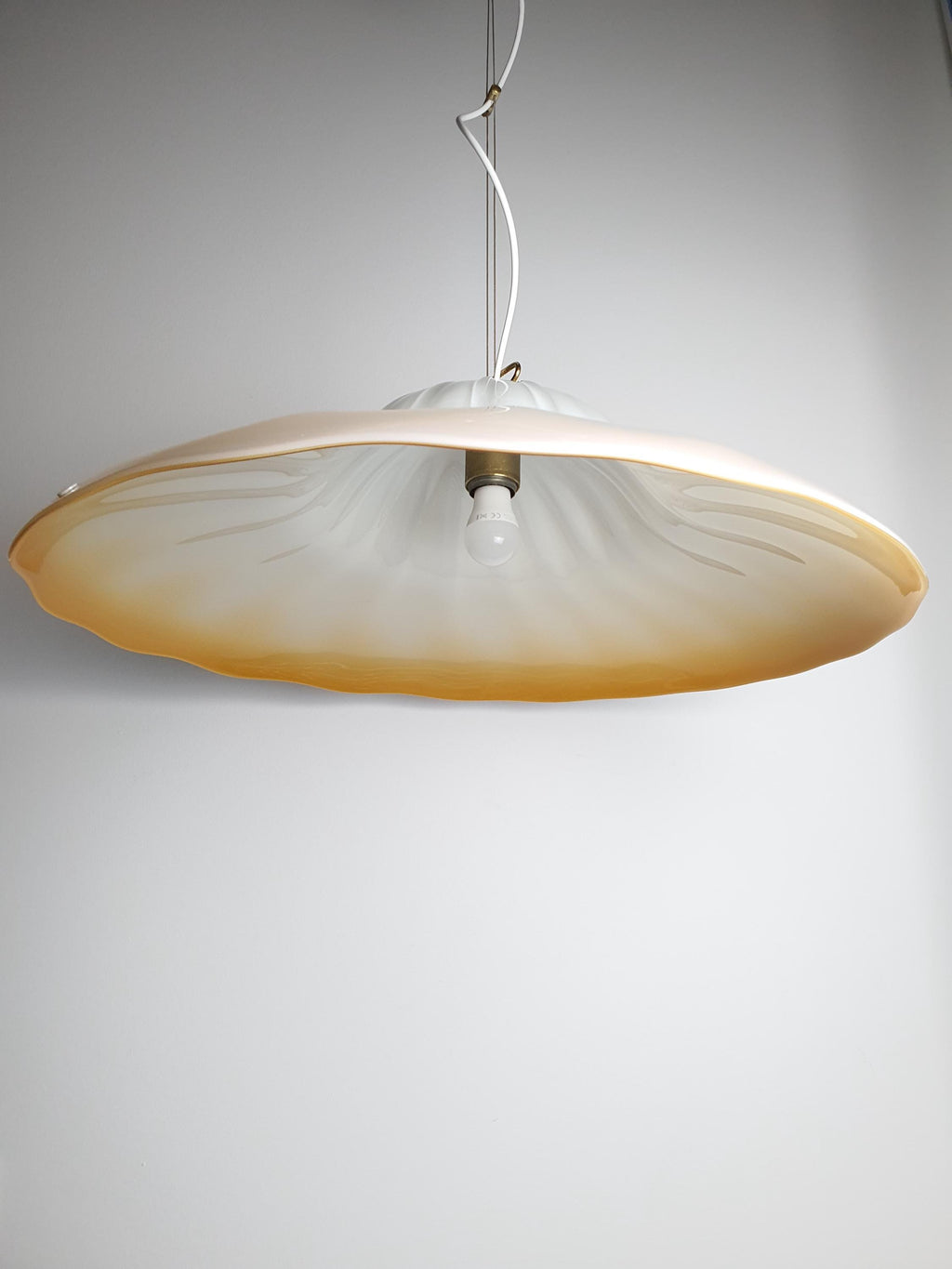 Large La Murrina Crème Brûlée Caramel Floral Pendant Light | Vintage Murano Glass Lighting