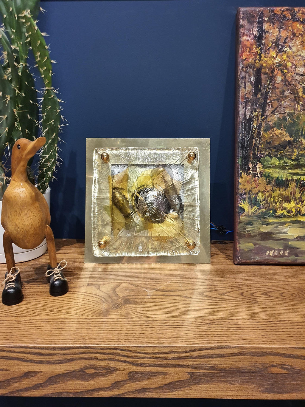 La Murrina organic shape square flush mount in handcrafted Murano glass | clear glass golden base art nouveau luxurious ceiling wall light