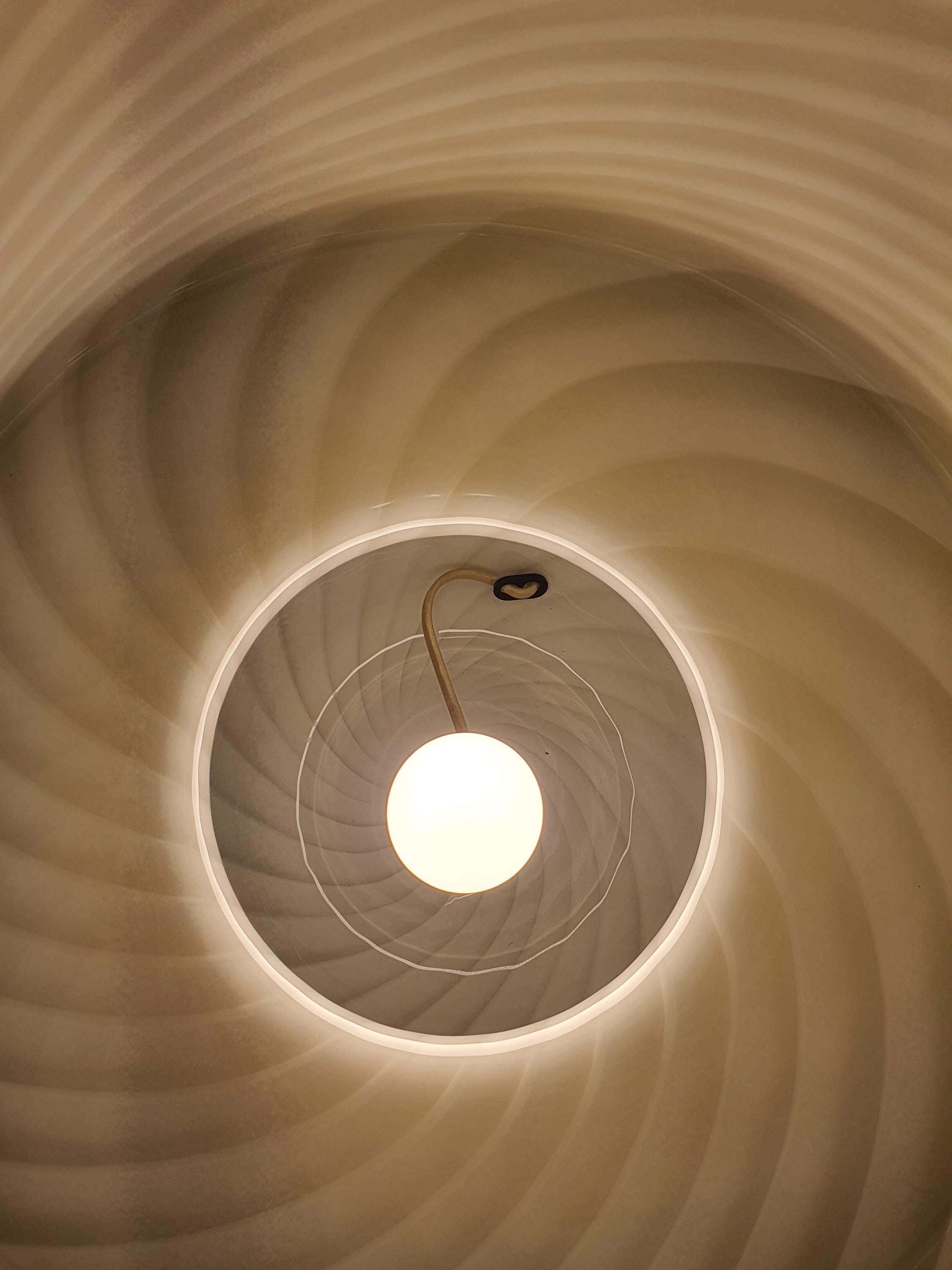 Large Murano Glass Mushroom Table Lamp 1970s Beige Candy Swirl Italian