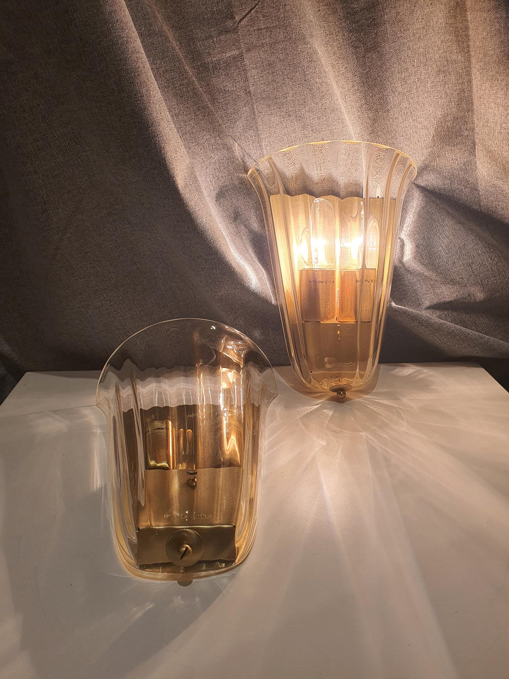 La Murrina Floral Wall Sconces: Murano Glass with Golden Base (Pair)