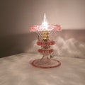 Vintage-Muranoglas Tulip Tischlampe 1970er Italienisch rosa floral Nachttischlicht