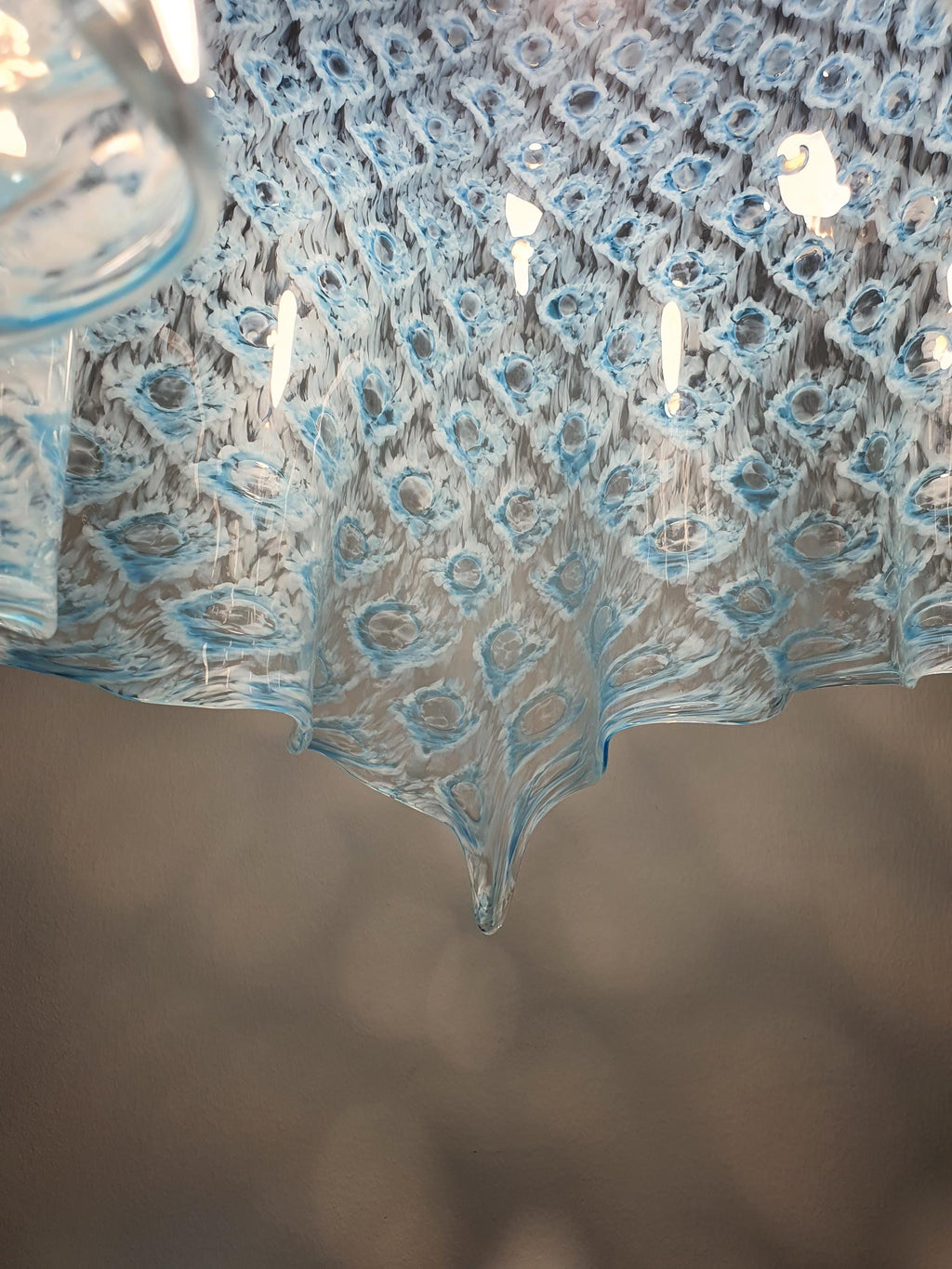 Vintage La Murrina Blue Bubbled Murano Glass Pendant Light