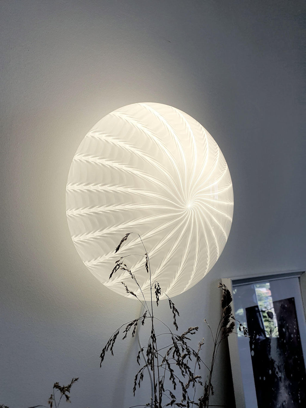Vintage Murano Glass Flush Mount Light: Swirl Starburst, Mid-Century Modern