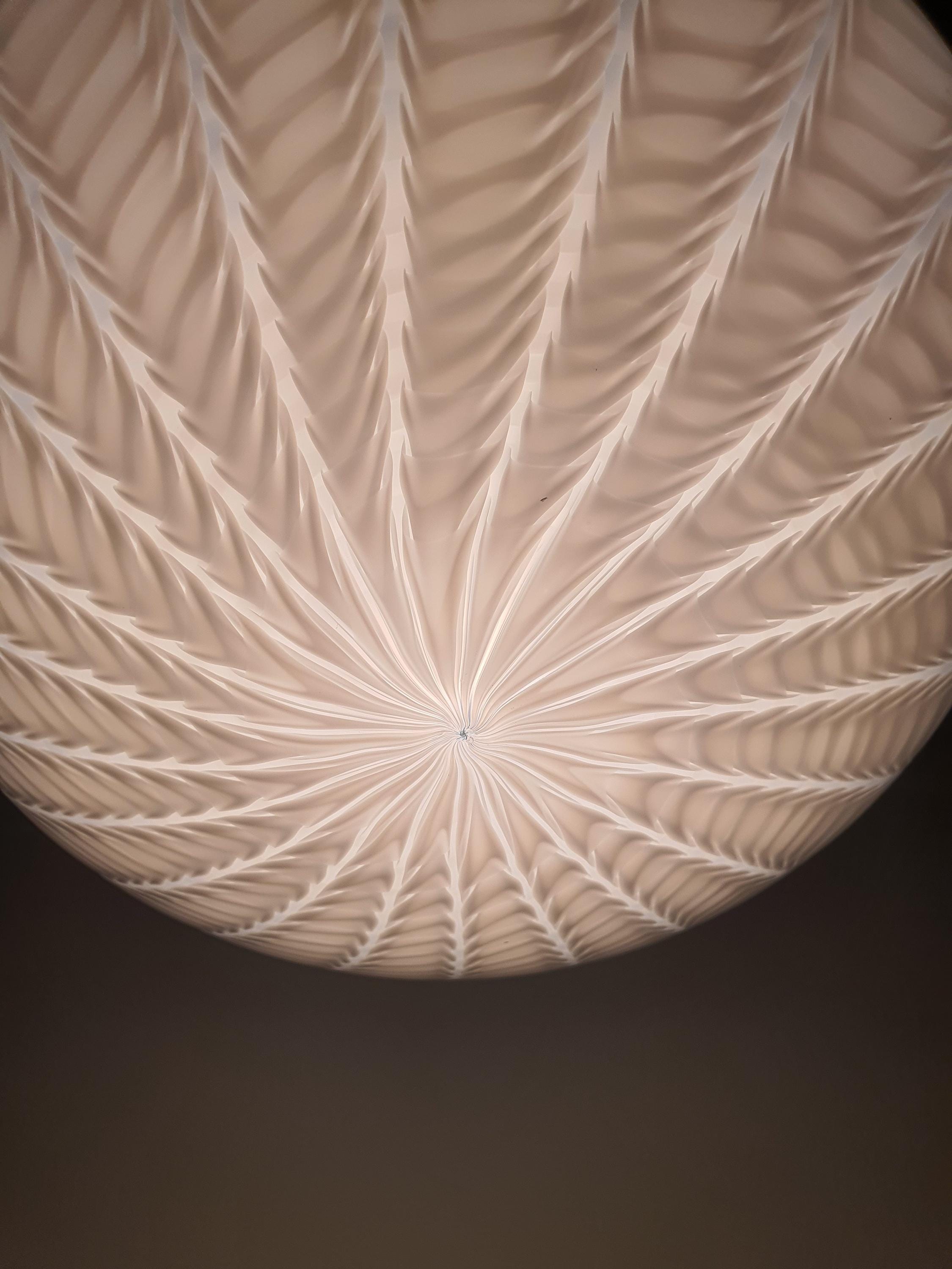 Murano Glass Wave Globe Pendant Light: Handcrafted MCM Scandinavian Decor