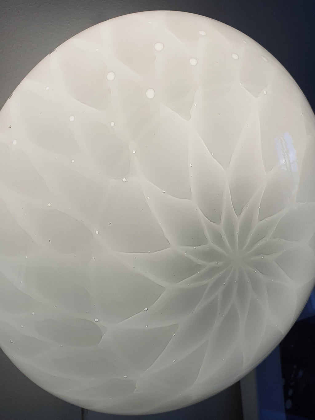 Vintage Murano glass white floral bubbles flush mount light fixture