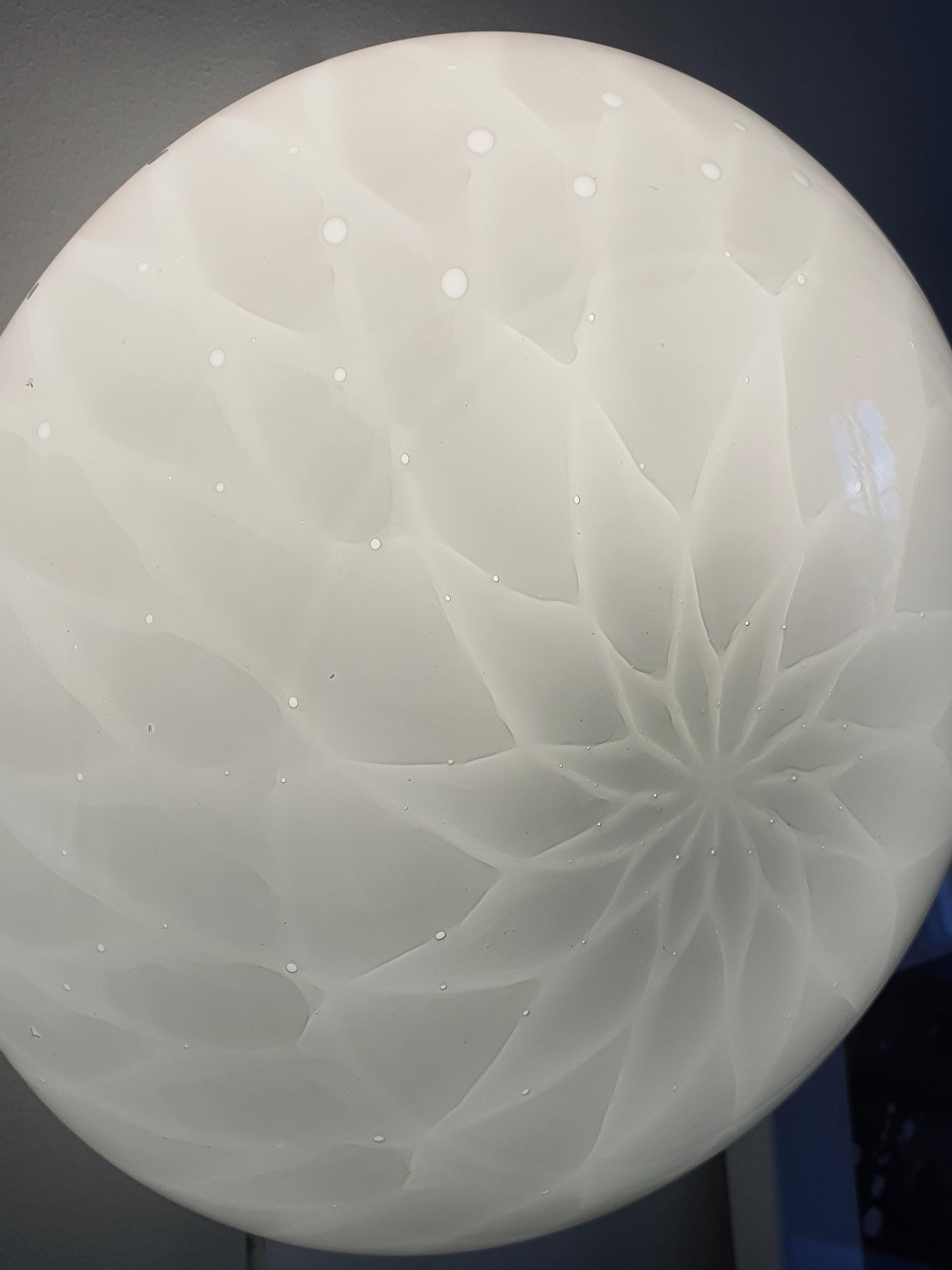 Vintage Murano glass white floral bubbles flush mount light fixture