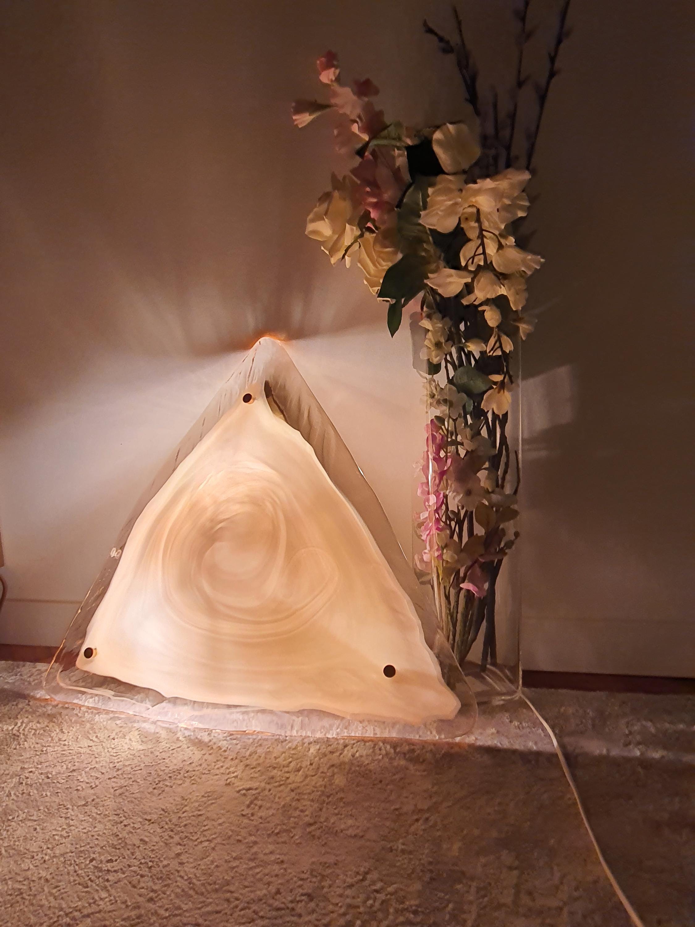 La Murrina Murano Glass Flush Mount Light: Pink Marble Art Nouveau Ceiling Lamp
