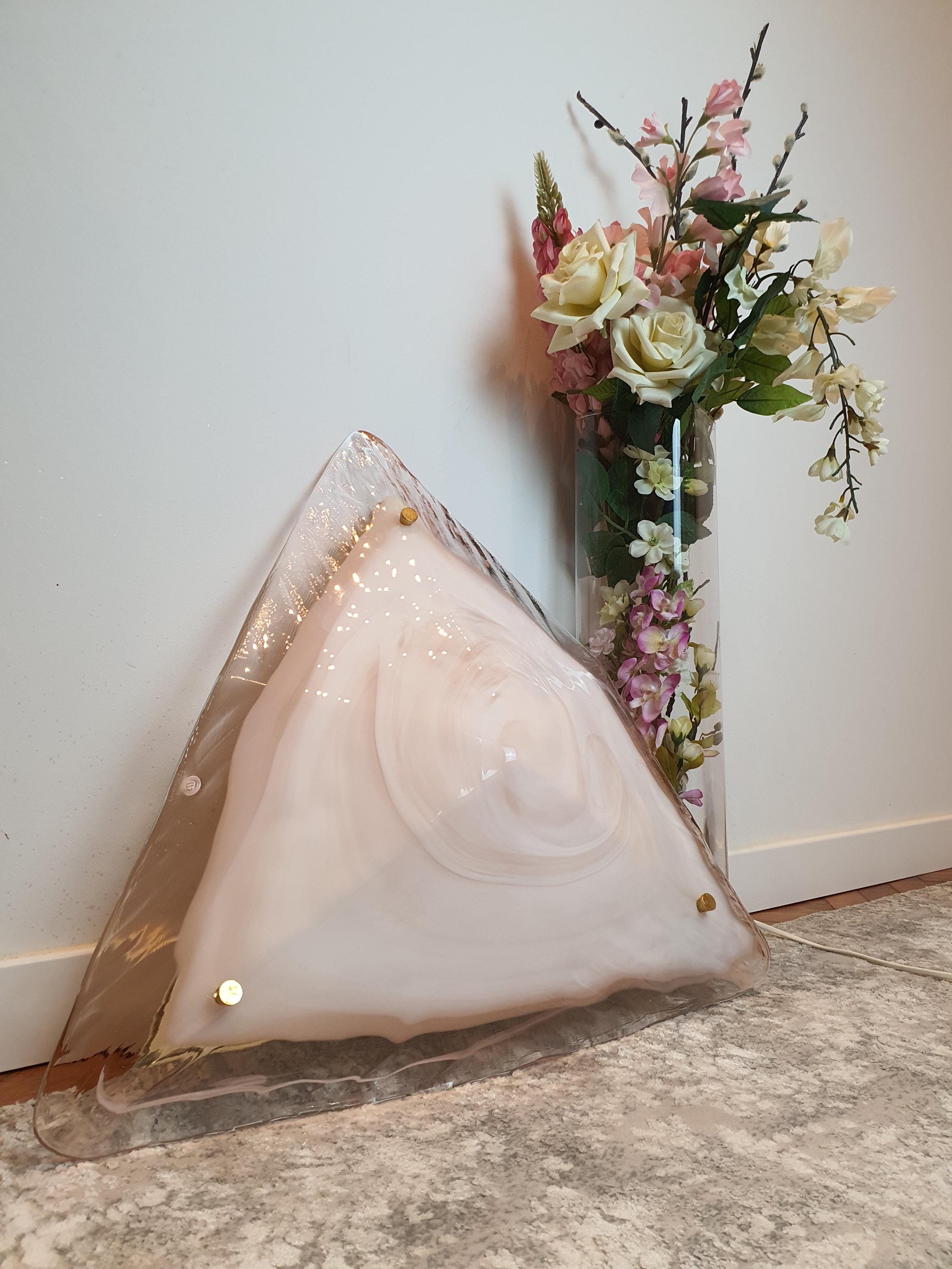 La Murrina Murano Glass Flush Mount Light: Pink Marble Art Nouveau Ceiling Lamp