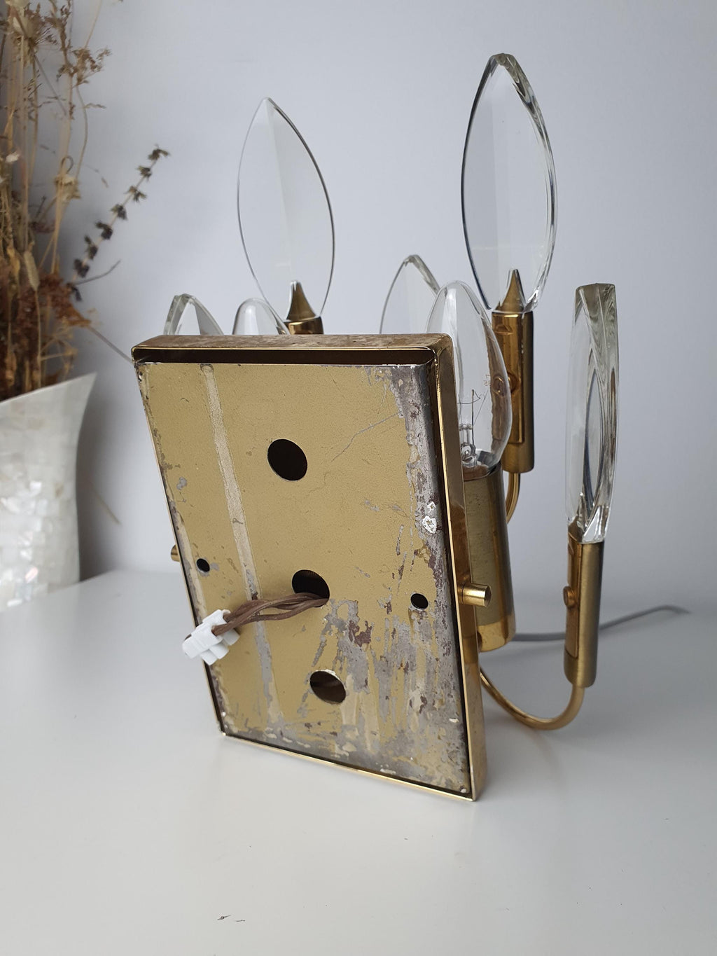 Single Gaetano Sciolari Vintage Crystal Wall Sconce | Hollywood Regency Italian Lighting