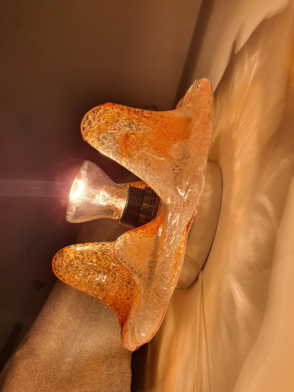 Vintage Mazzega Murano drop wall light — molten glass organic silhouette, side profile